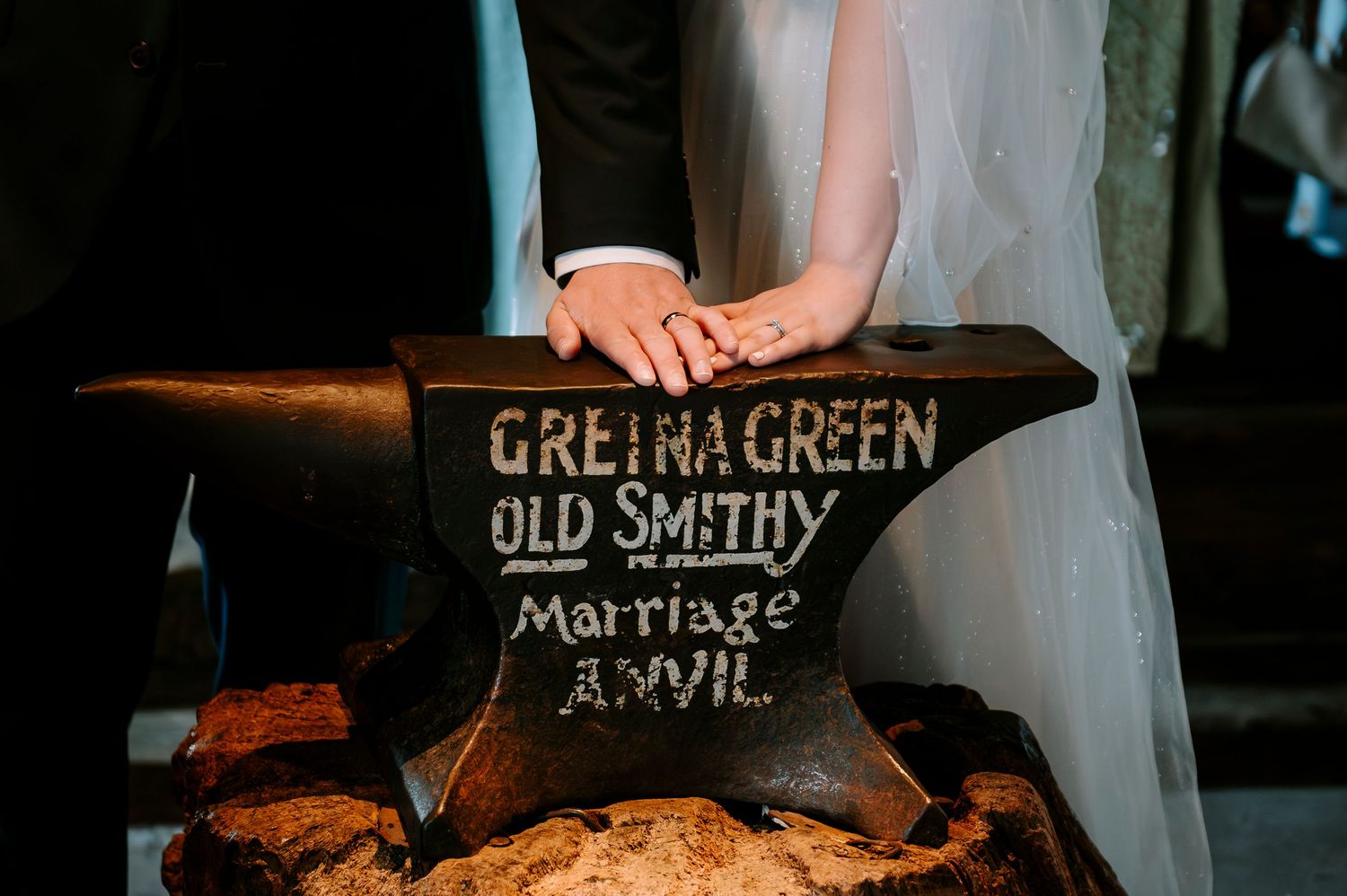 Rustic wooden signs and decor at Gretna Green wedding venue.