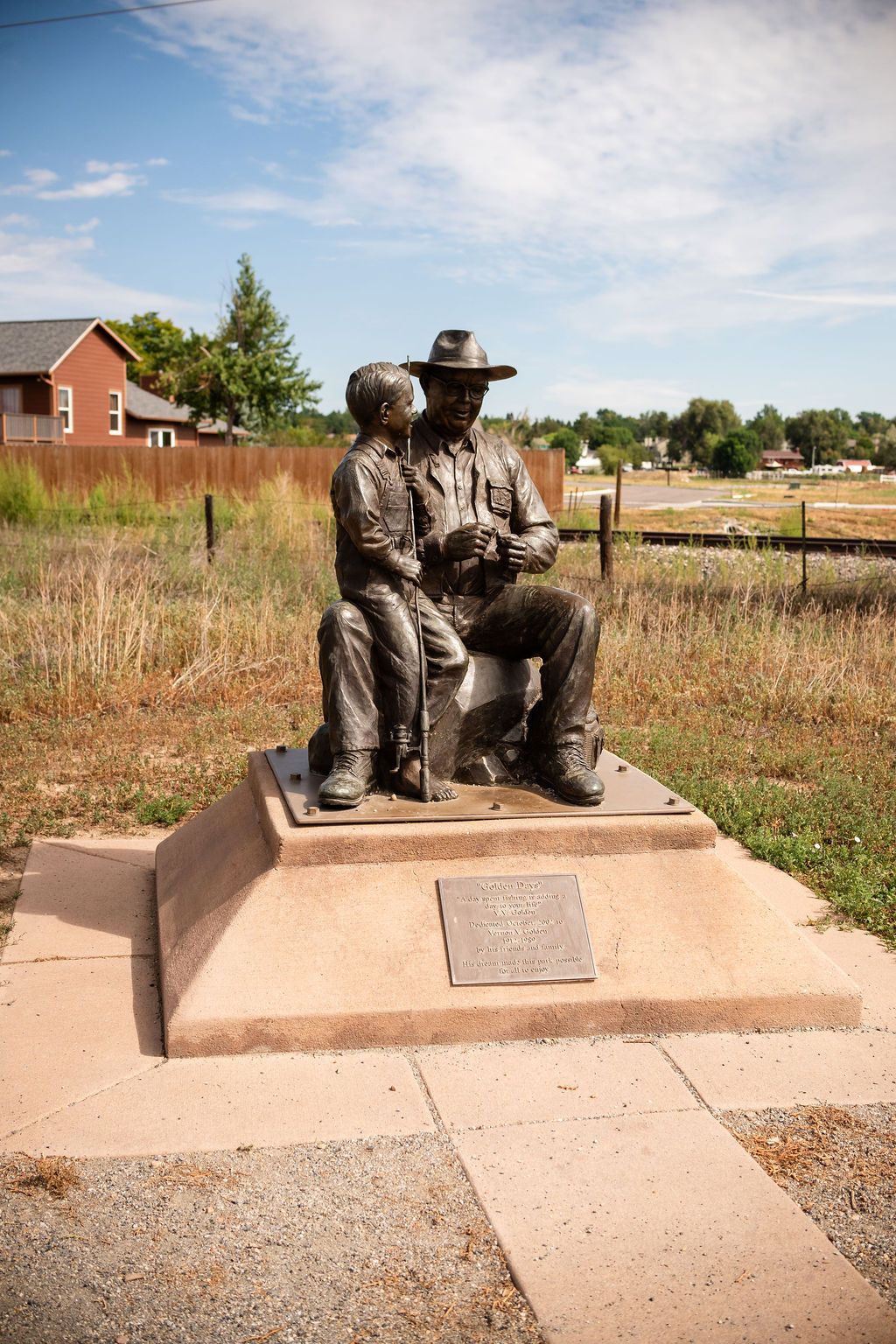 The bronze sculpture honoring park benefactor Vernon 