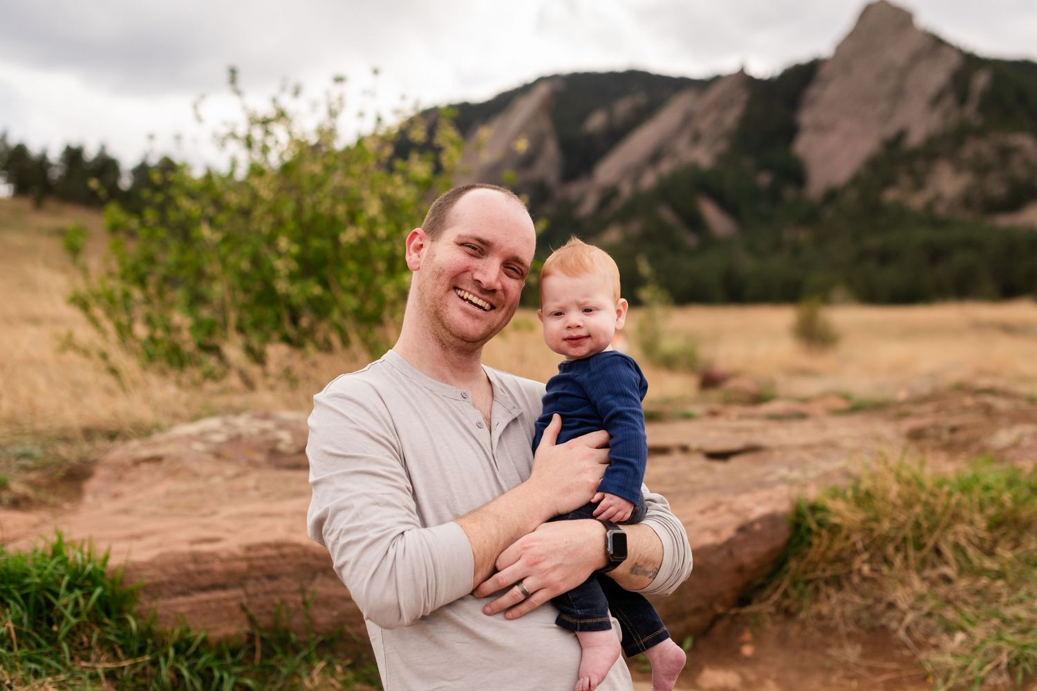 Photography of a father and son  family, True to Life color at Chautauqua Park, Boulder, CO, photography by Angelice Caballer