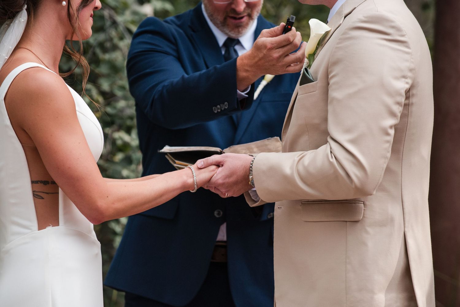 Wedding at the Donovan Pavilion in Vail Co, Ceremony ring, Mountain wedding. True-to-life, bright, and airy  photographer Angelice Cababller