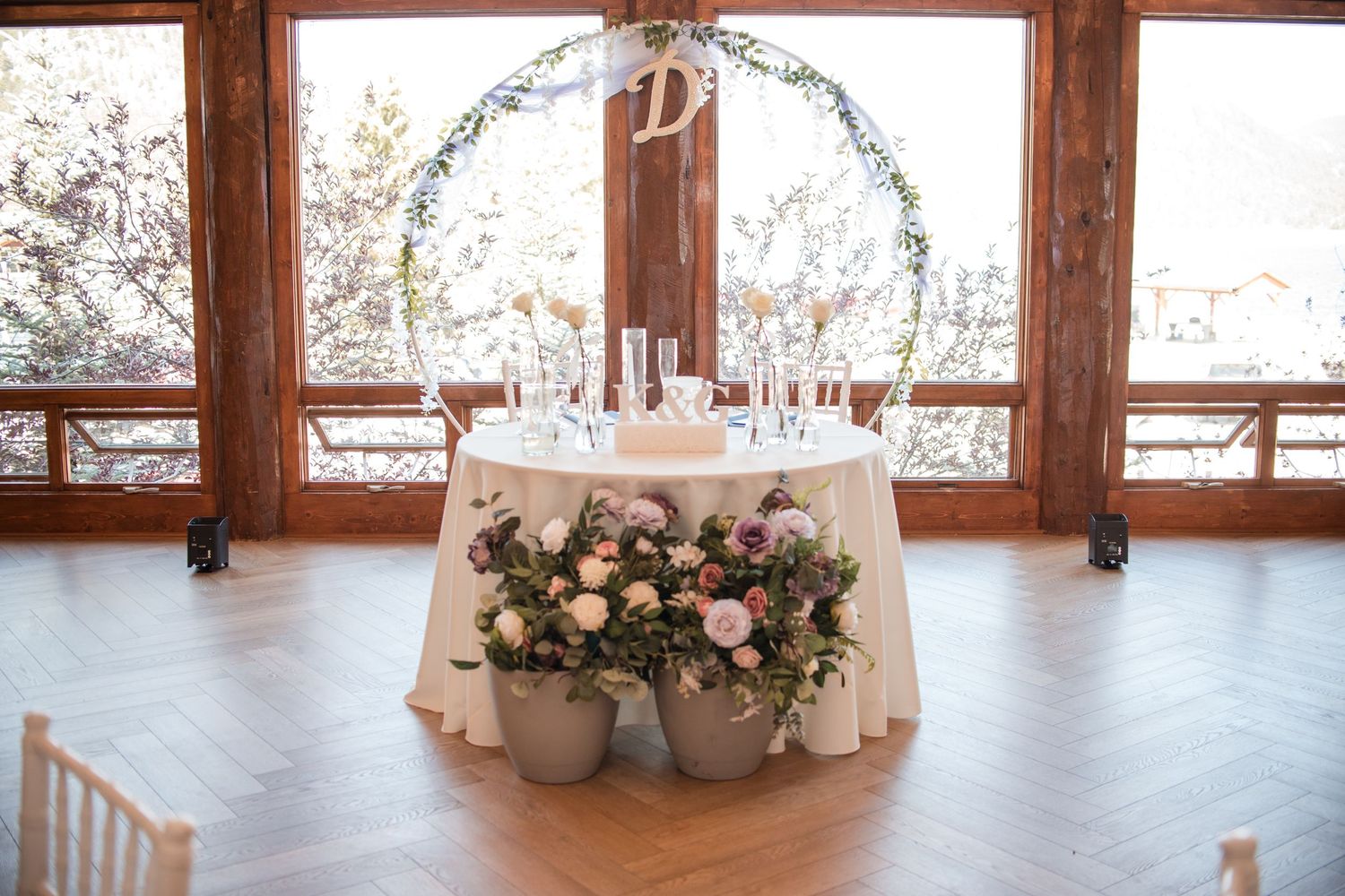 Wedding details of the reception bride and groom's table at Estes Park Resort, Angelice Caballer Photography
