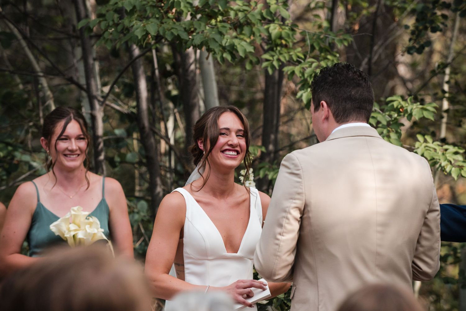 Wedding at the Donovan Pavilion in Vail Co, Ceremony, Mountain wedding. True-to-life, bright, and airy  photographer Angelice Cababller
