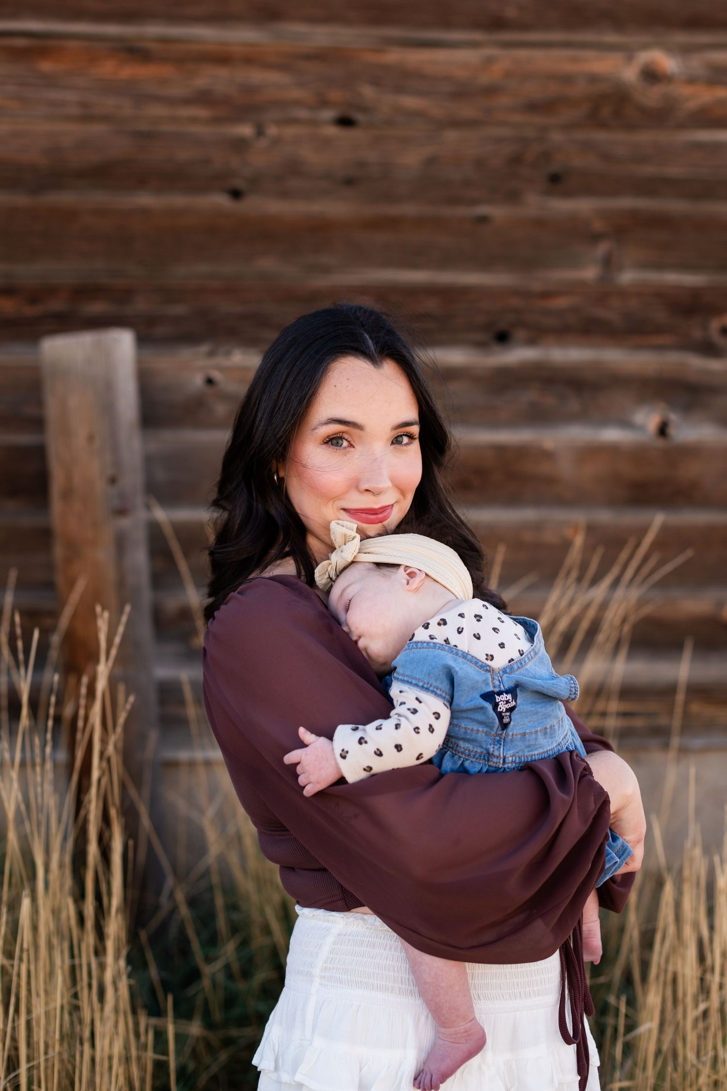 Dreamy family photography, Mother and Baby inspiration pose for sleepy newborn. Rustic dreamy inspired at Sandstone Ranch Park, Longmont, CO