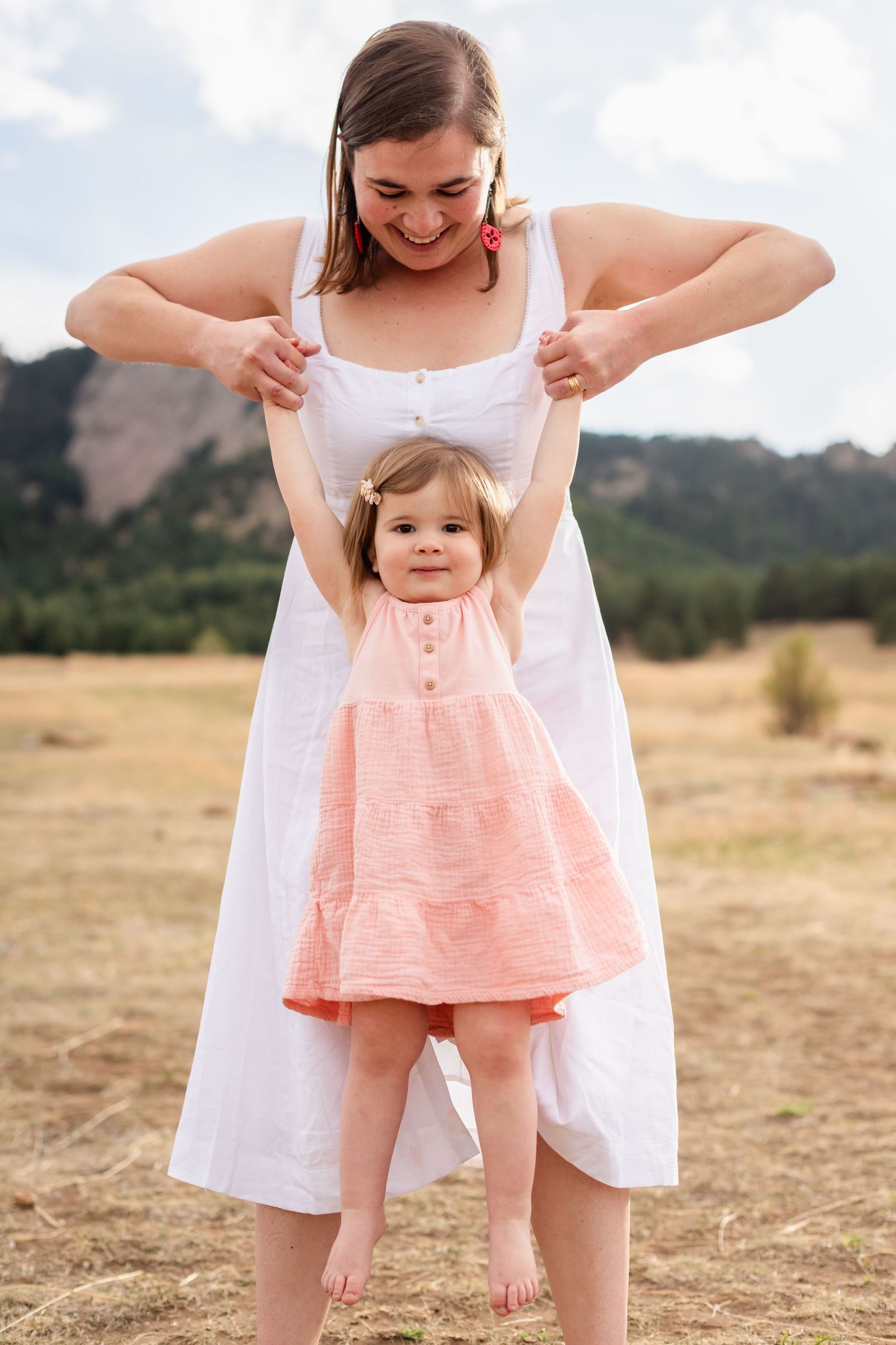 Photography of a family playful movement  mom ideas, True to Life color at Chautauqua Park, Boulder, CO, photography by Angelice Caballer
