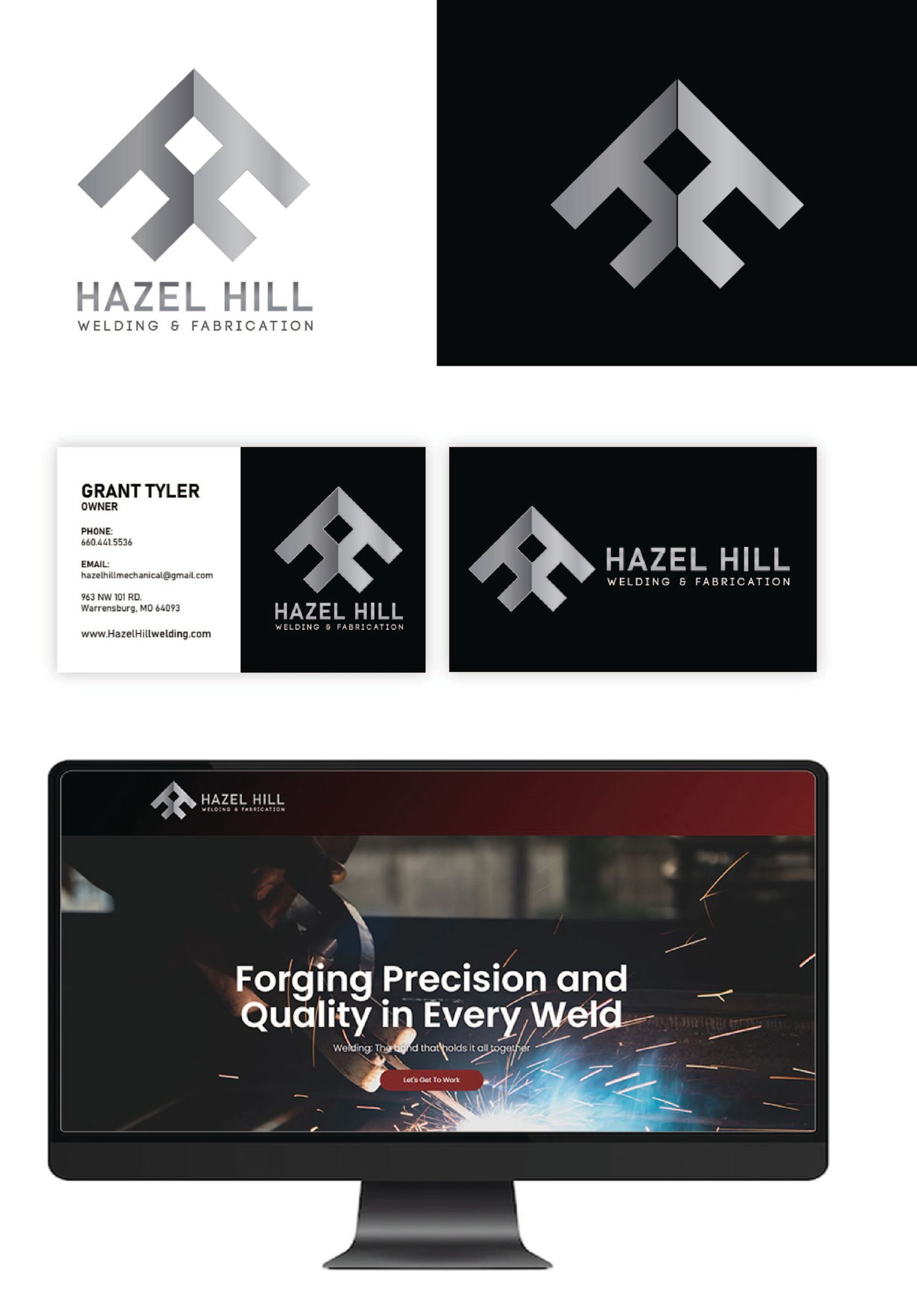 Small business logo and brand identity design package with website mockup Kansas City branding studio services