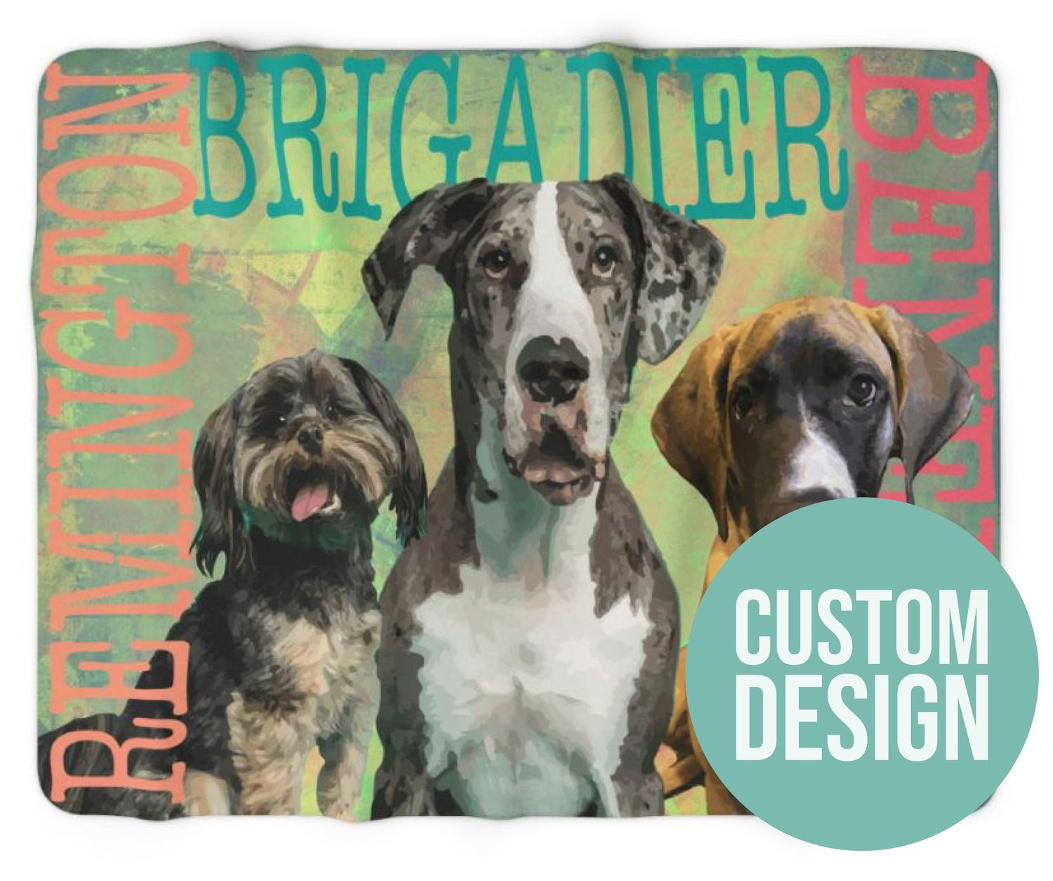 Custom illustrated apparel graphic design featuring dogs for spirit wear or merchandise branding