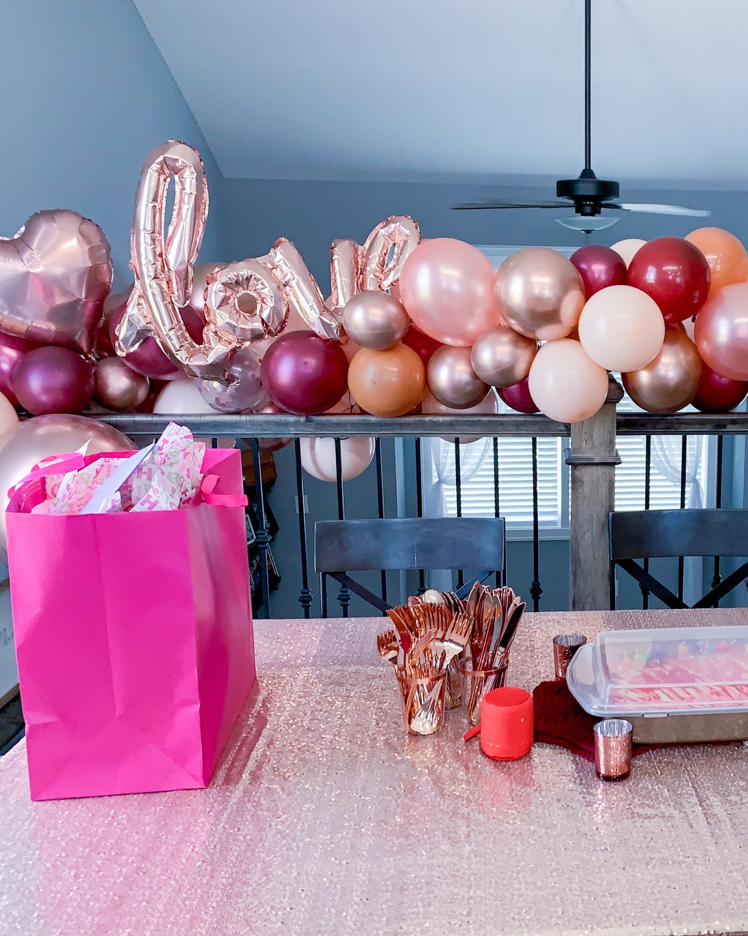 birthday party balloon garland setup and design