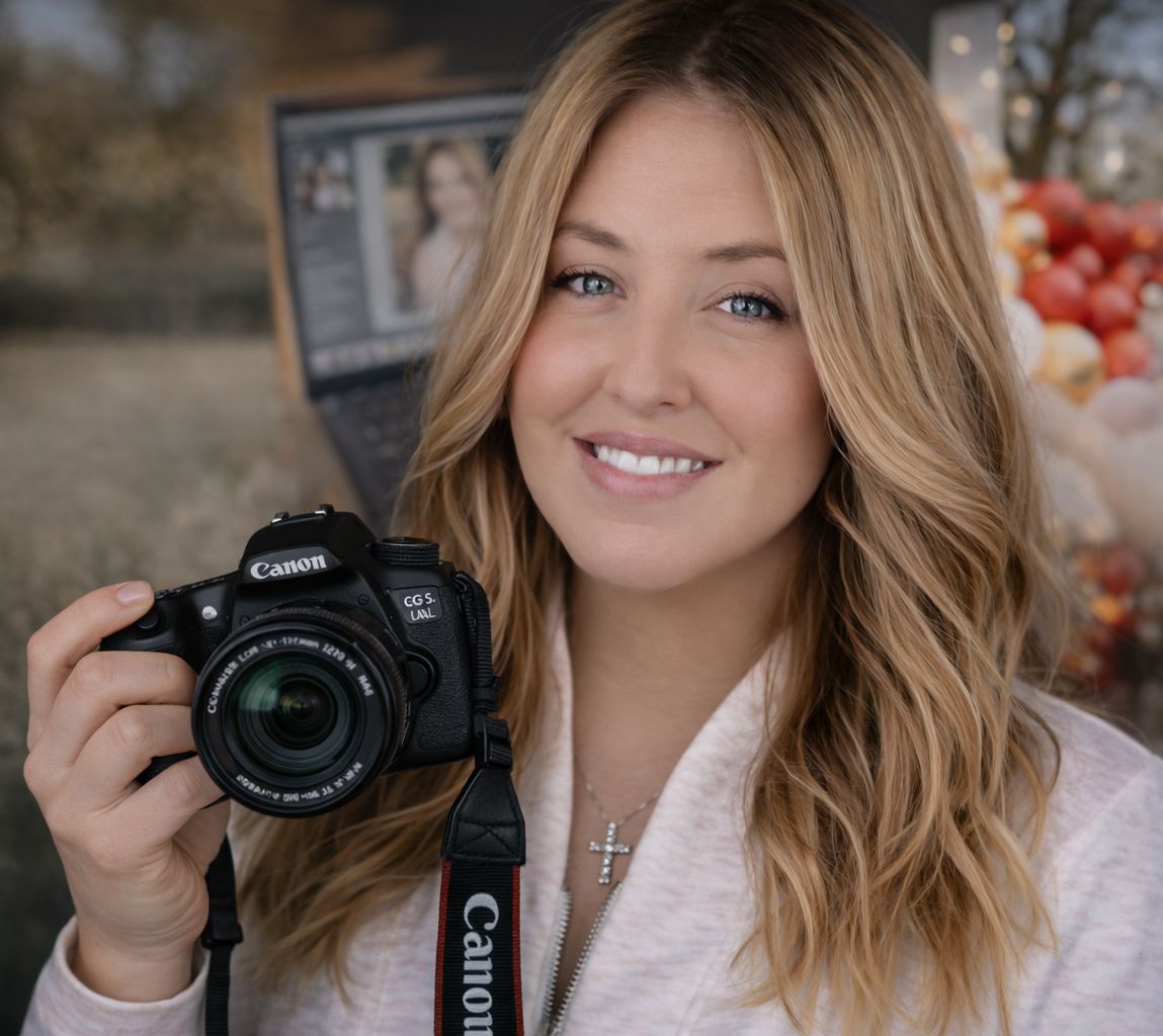 Portrait of Savanah Marin holding a camera, Kansas City photographer and visual content creator