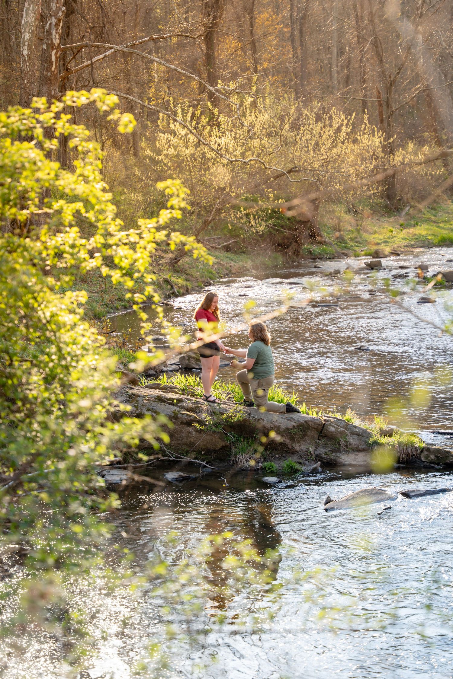 Couple proposal in Jerusalem Mill in Fallston, Maryland