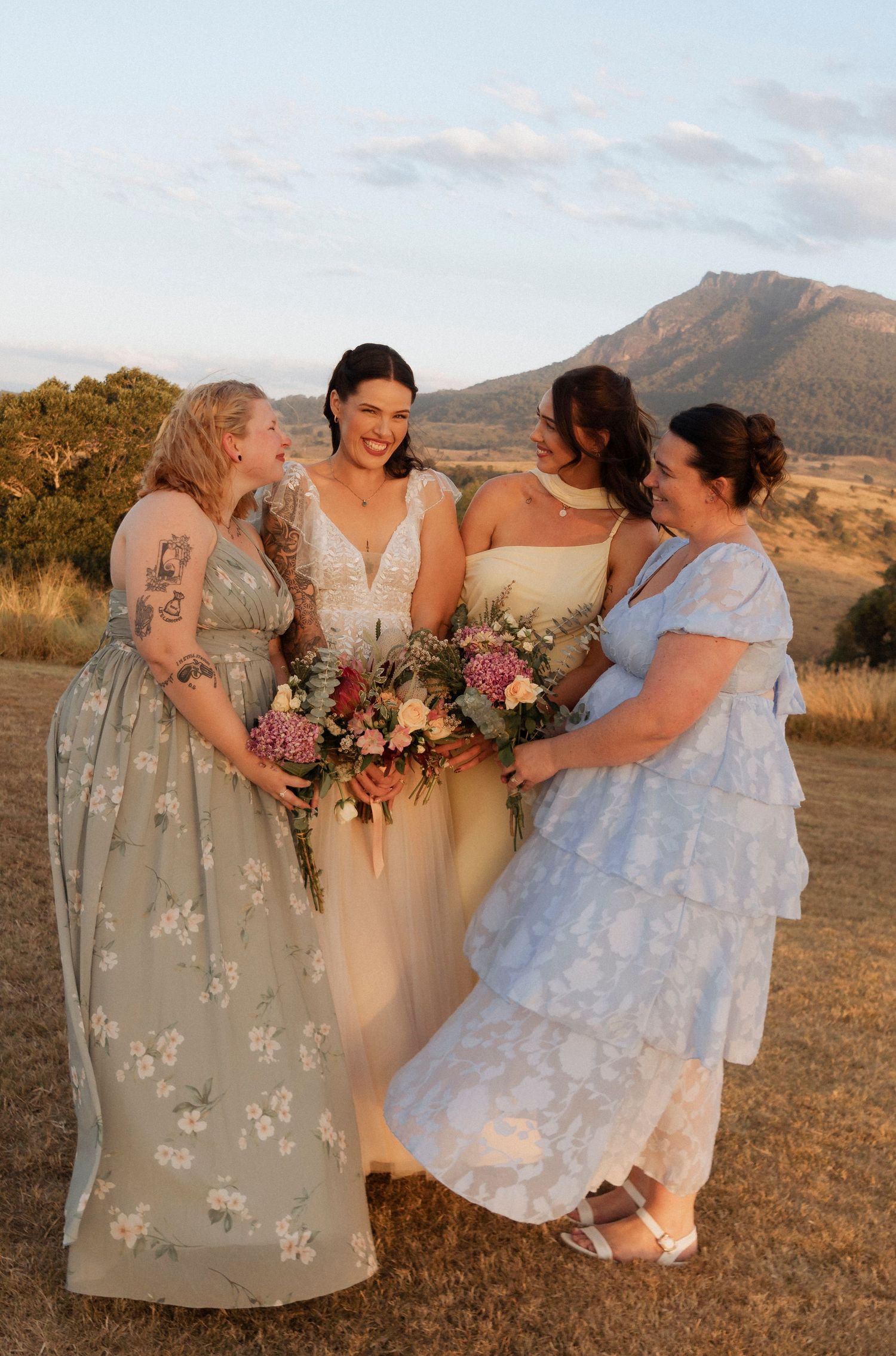 Bridesmaids photos at Maroon Hill Estate, sunset Bridal party portraits by Shae Imagery - how much should i spend on wedding photography