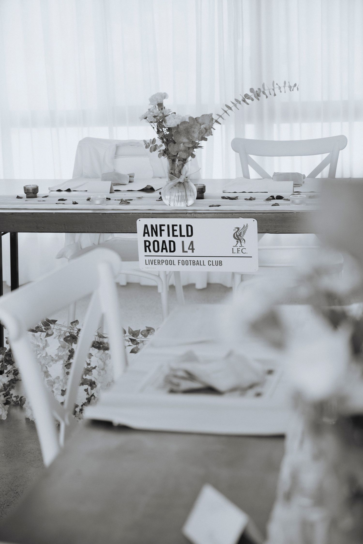 Intimate wedding reception setup with sweetheart table at Maroon Hill Estate.