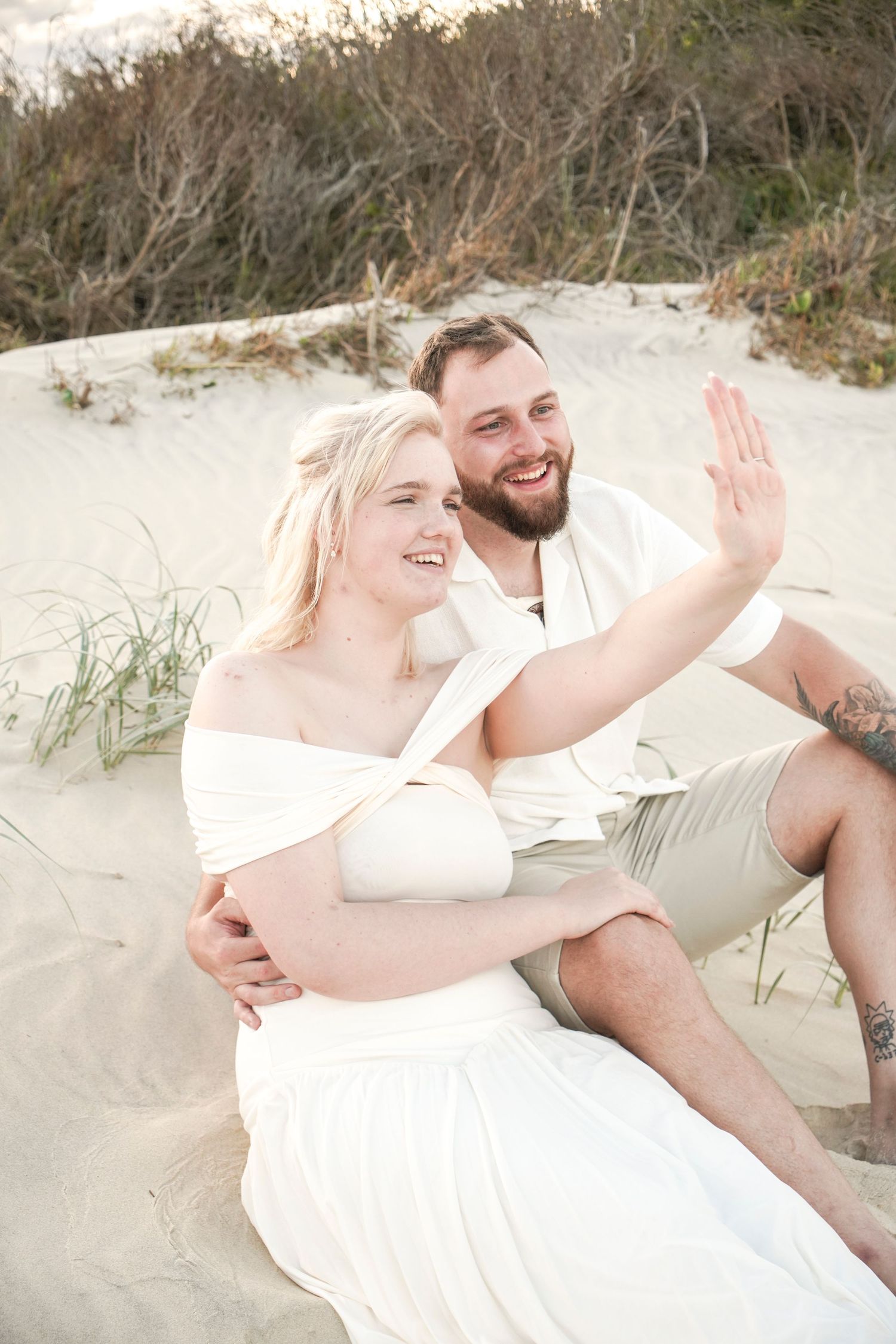 Romantic Gold Coast beach engagement photography session at sunset with Shae Imagery. Documentary cinematic engagement sessions