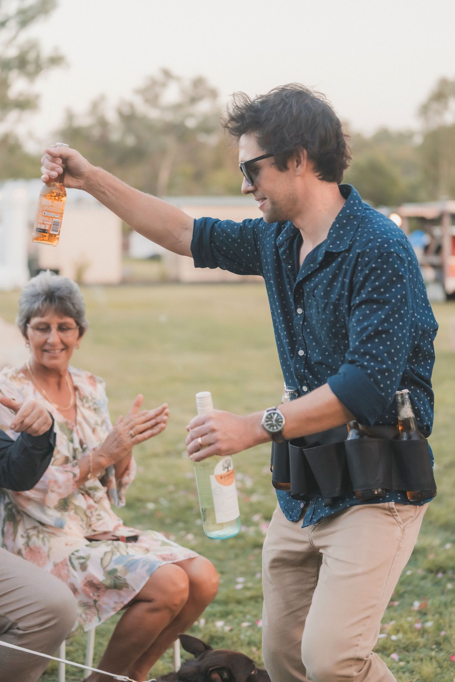 Beer boys at backyard wedding in glenore grove, Ha