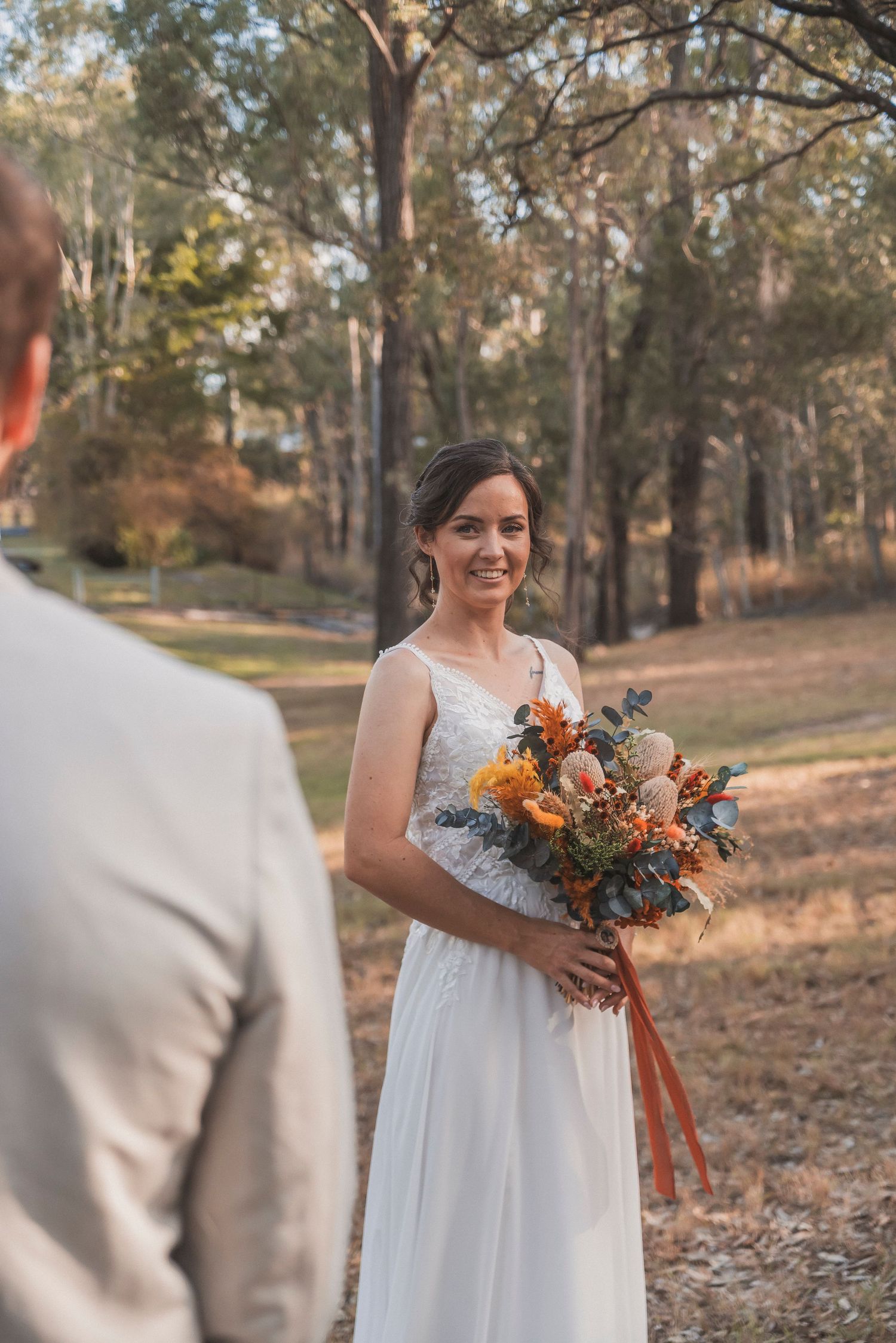 First Look on Wedding Day Backyard Wedding photographed by Shae Imagery wedding photographer Gatton Lockyer Valley Laidley Plainland