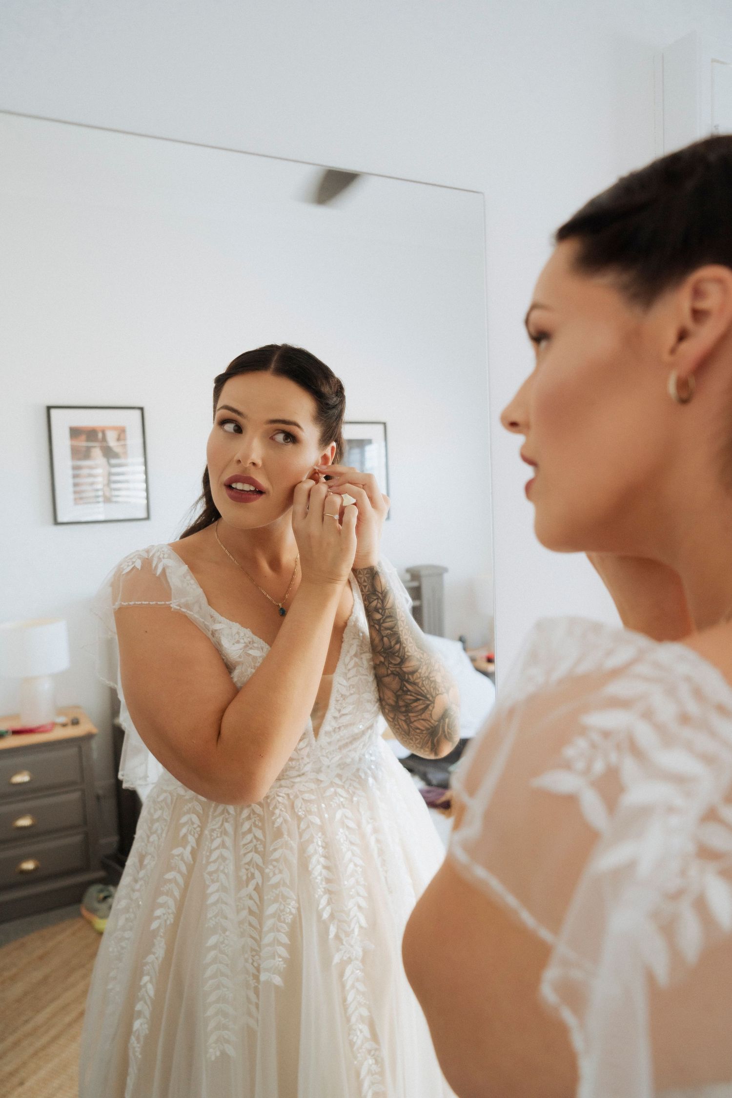 Bride Hair and Makeup in the bright airy bridal suite at Maroon Hill Estate. By Wedding photographer Shae Imagery