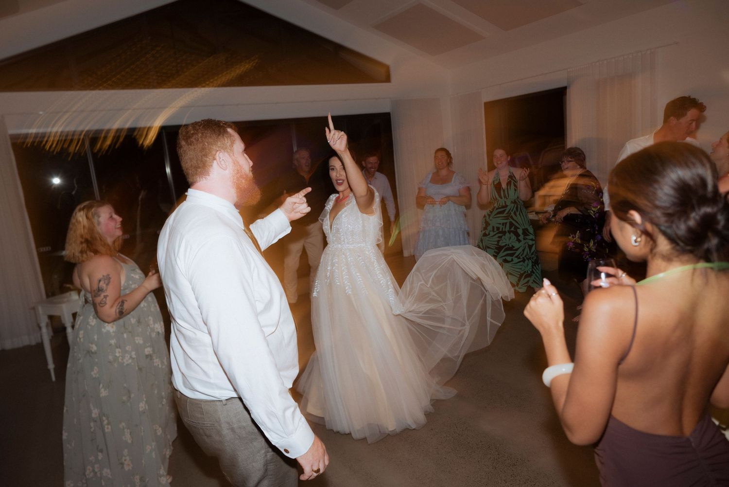 Wedding reception party in full swing at Maroon Hill Estate.