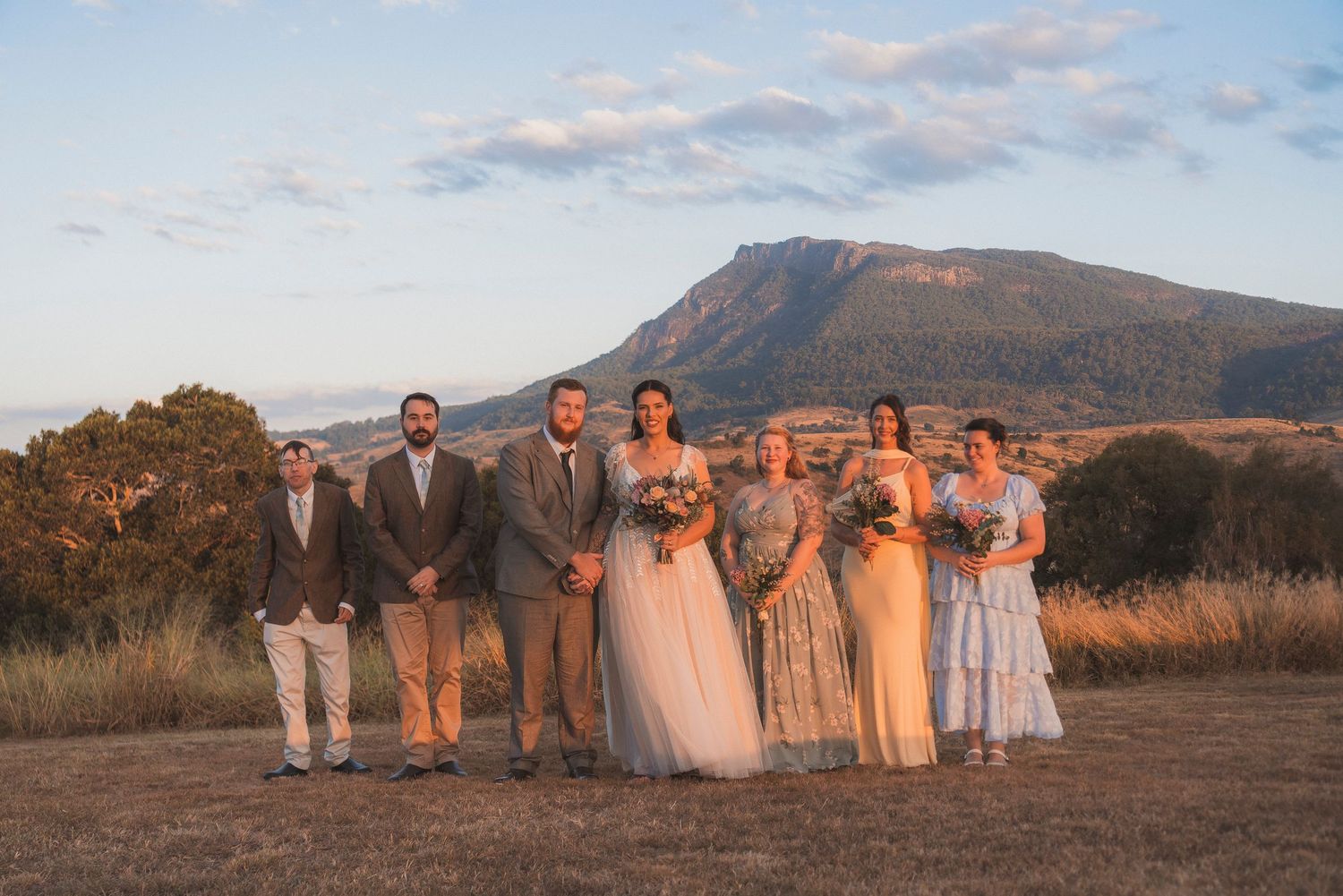 Bridal party at golden hour Maroon hill estate wedding venue photography by shae imagery wedding and family photographer,