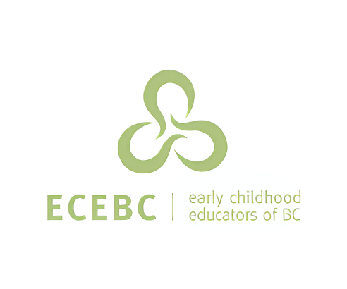 ECEBC Early Childhood Educators of BC logo with green triple-swirl symbol on white background.
