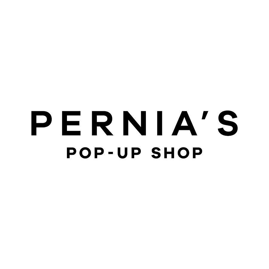 Pernia's Pop-Up Shop logo in bold black serif typography on a clean white background.