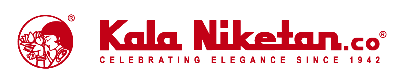 Kala Niketan logo in red with floral emblem celebrating elegance since 1942.
