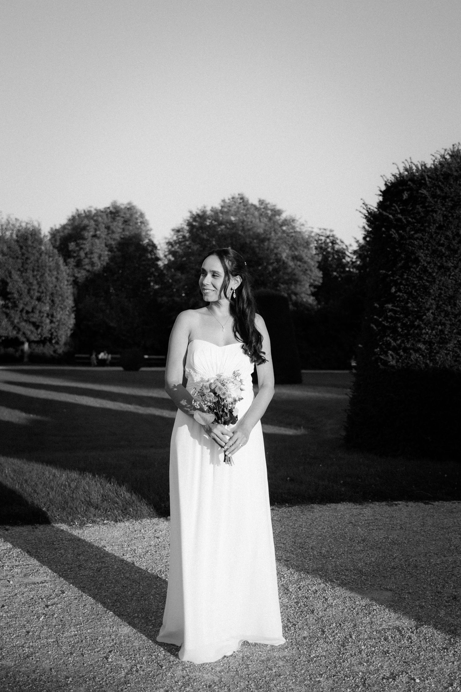 Bride and groom at Schonbrunn Palace in Vienna