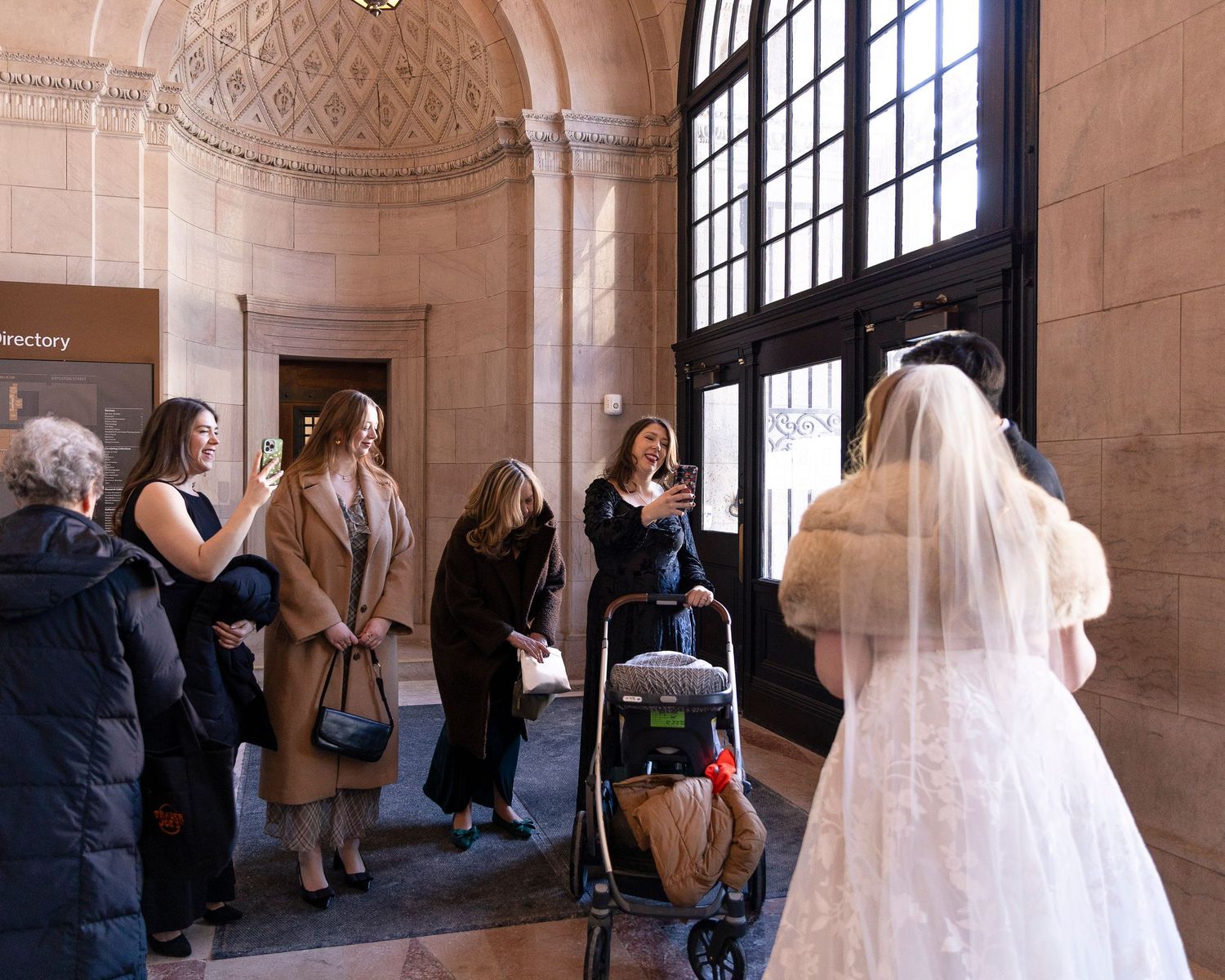 Documentary wedding photography at Boston Public Library Guastavino Room
