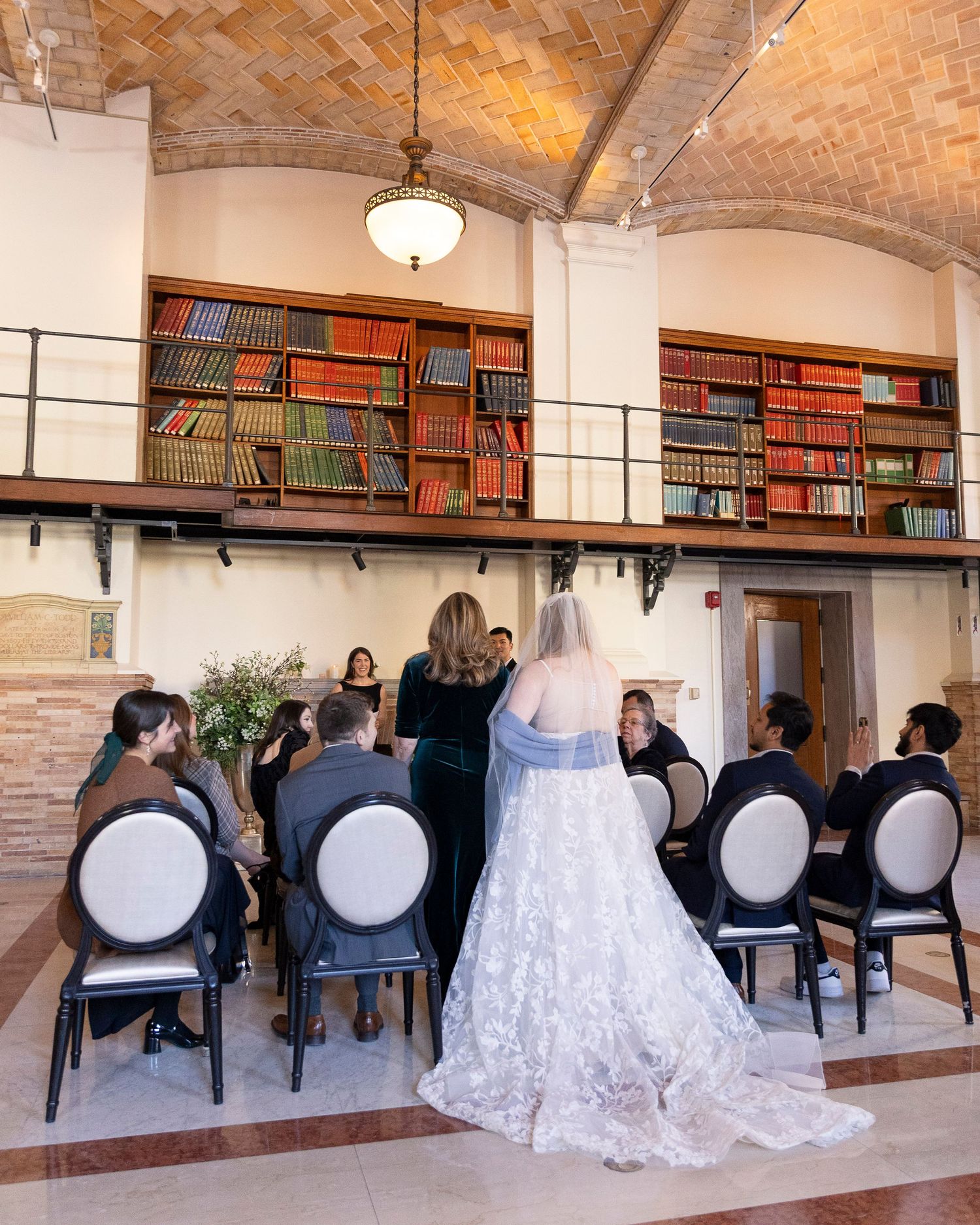 Documentary wedding photography at Boston Public Library Guastavino Room
