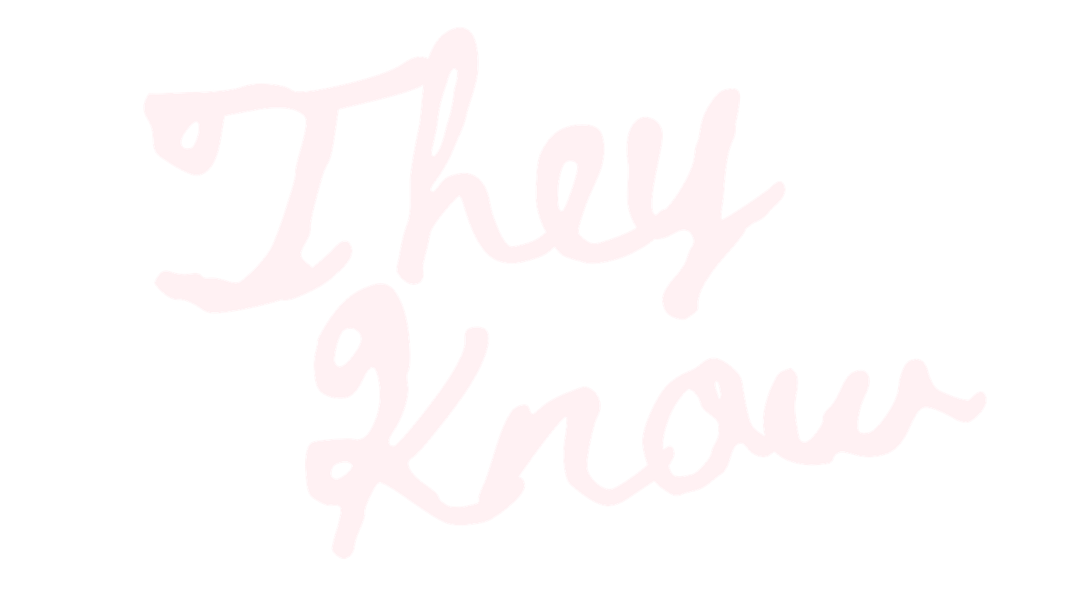 Light pink cursive handwritten text reading They Know on a white background.