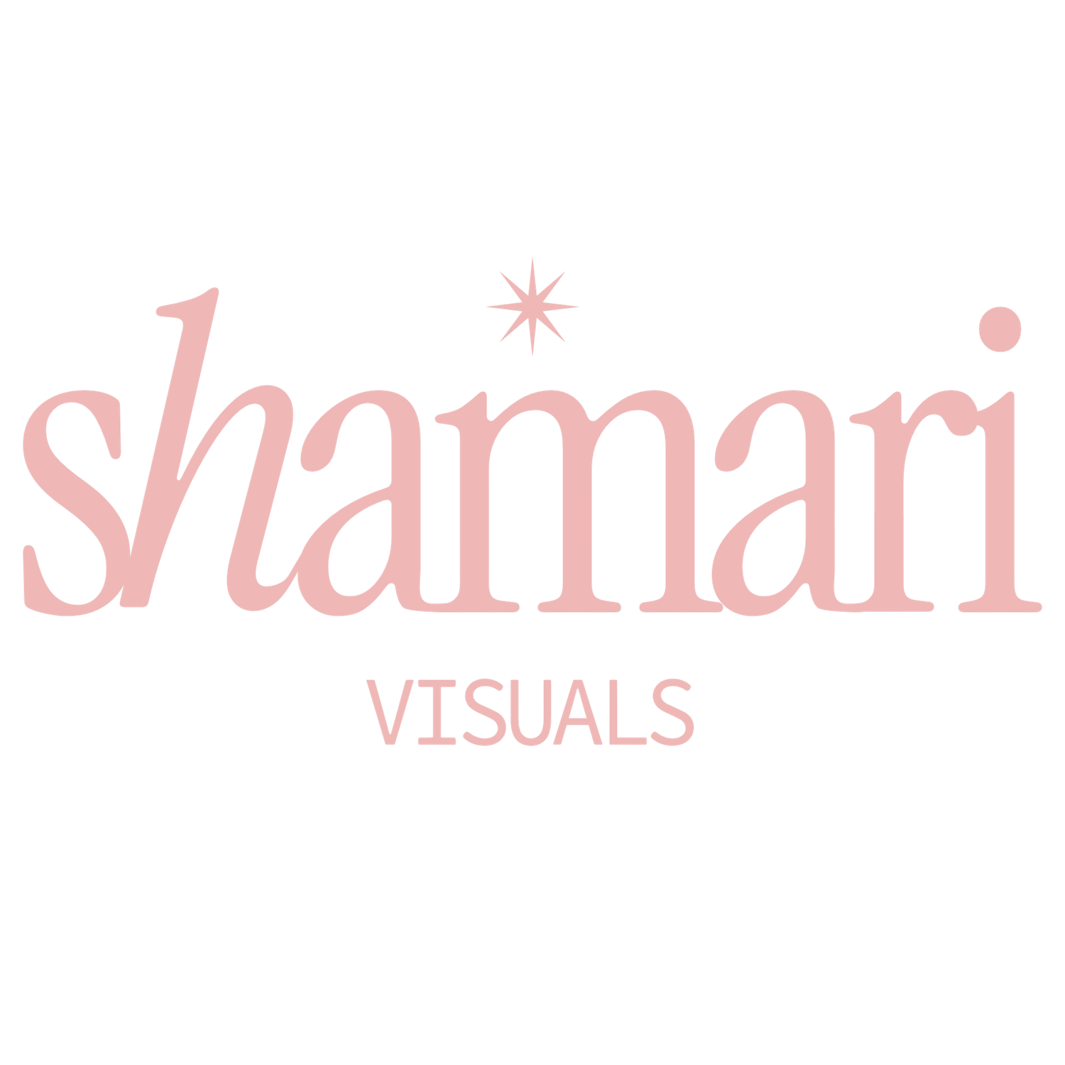 Shamari Visuals photography logo in soft pink serif font with decorative star accent.