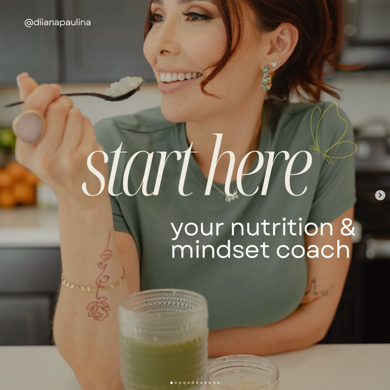 Branded launch graphic introducing Diana’s nutrition and mindset program with wellness-focused imagery.