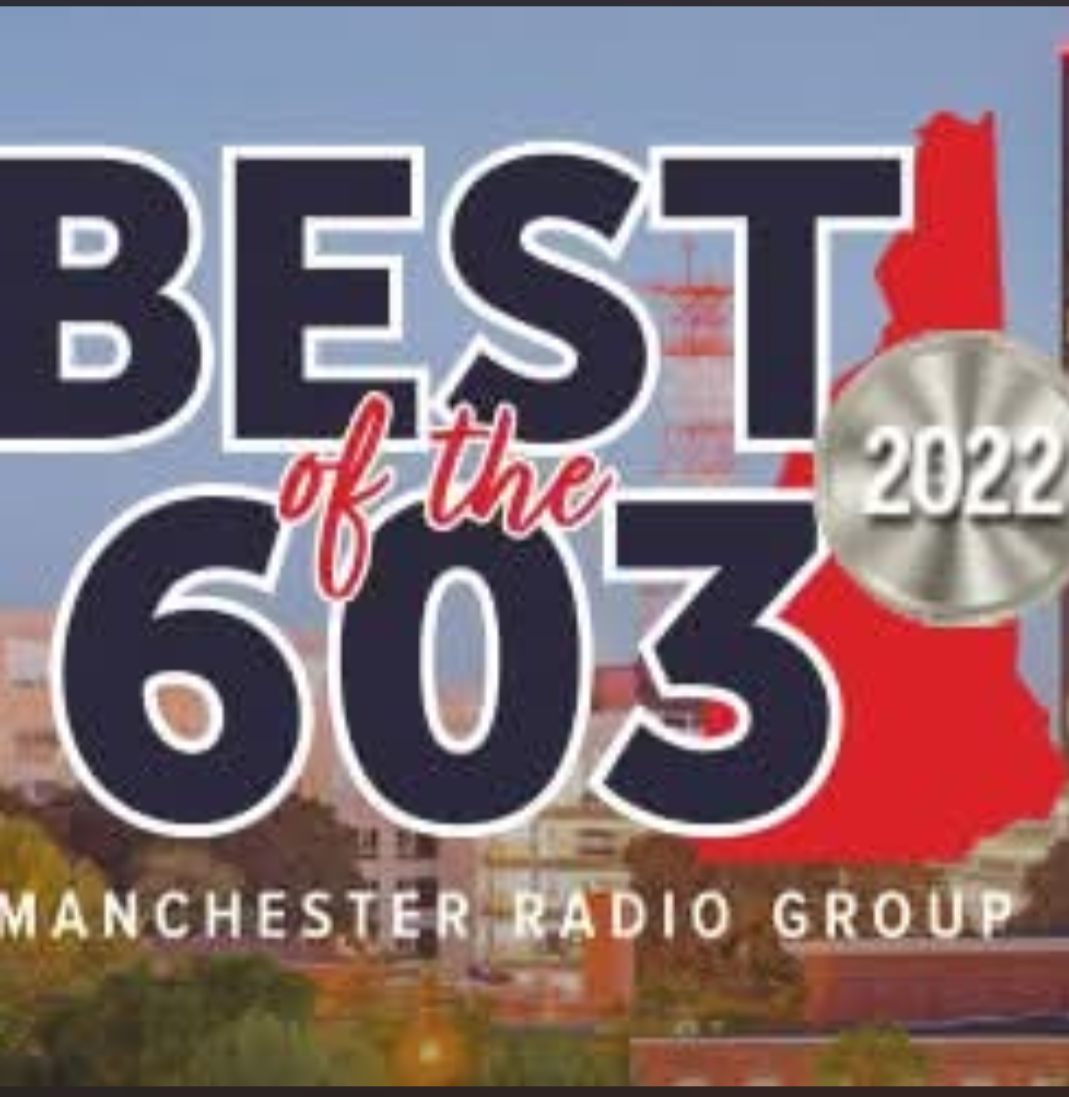 Best of the 603 2022 award logo by Manchester Radio Group featuring New Hampshire state outline.