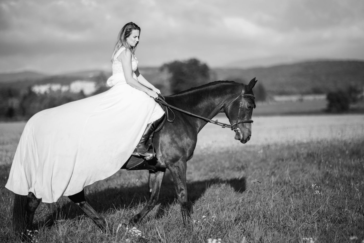 Mariage sur le thème équestre, passion d'une cavalière à La-Balme-Les-Grottes. Lumière estivale, par Eric Filliat : Auvergne et bien au delà