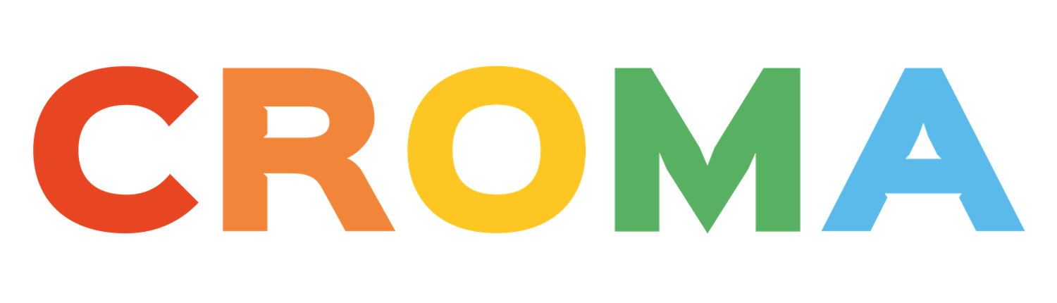 CROMA logo in colorful red, orange, yellow, green, and blue letters on white background.