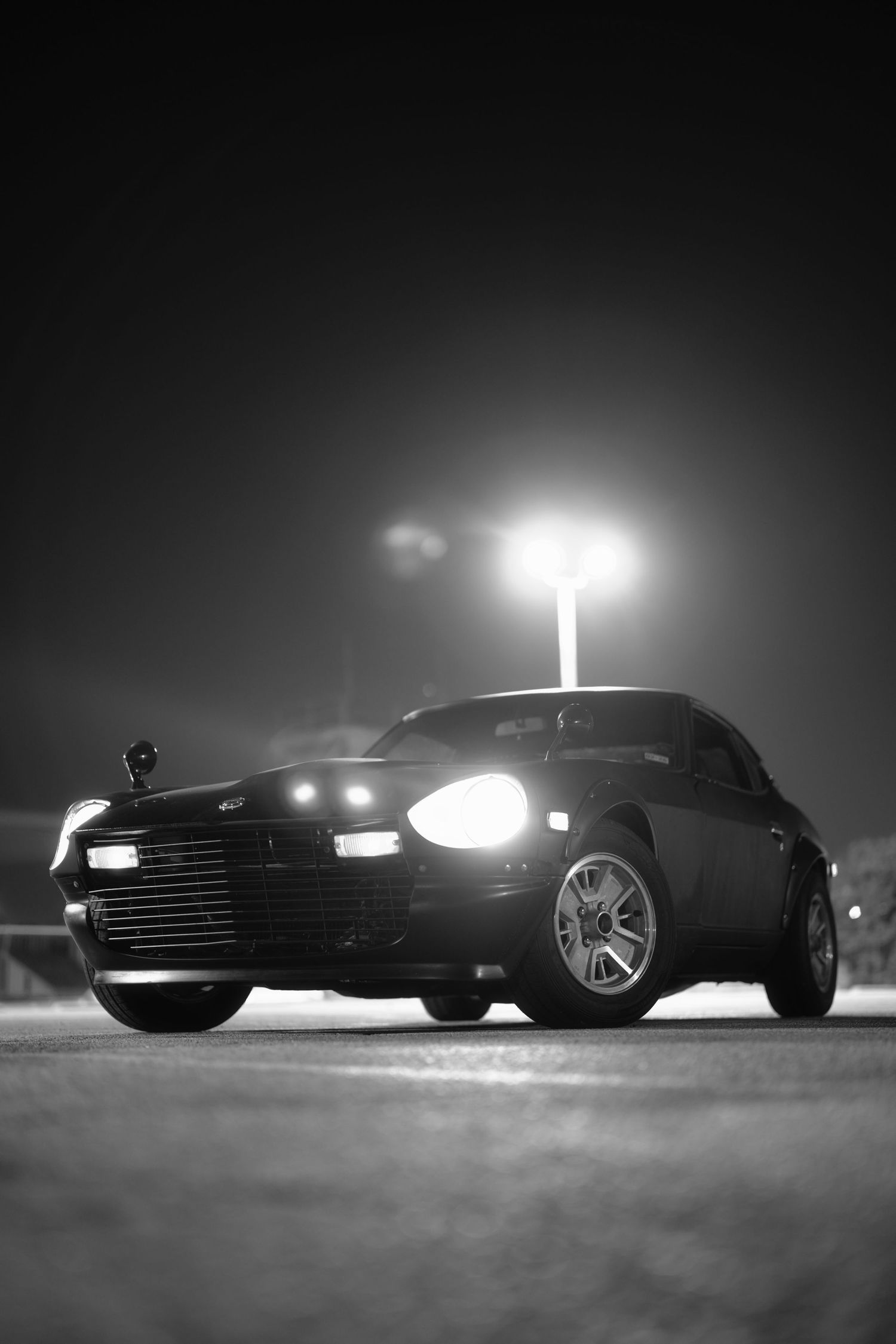 Datsun 280Z black and white image.