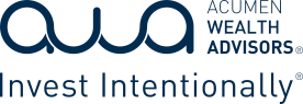 Professional financial services logo with blue text and stylized design elements.