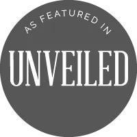 As featured in Unveiled magazine circular badge logo in grey.