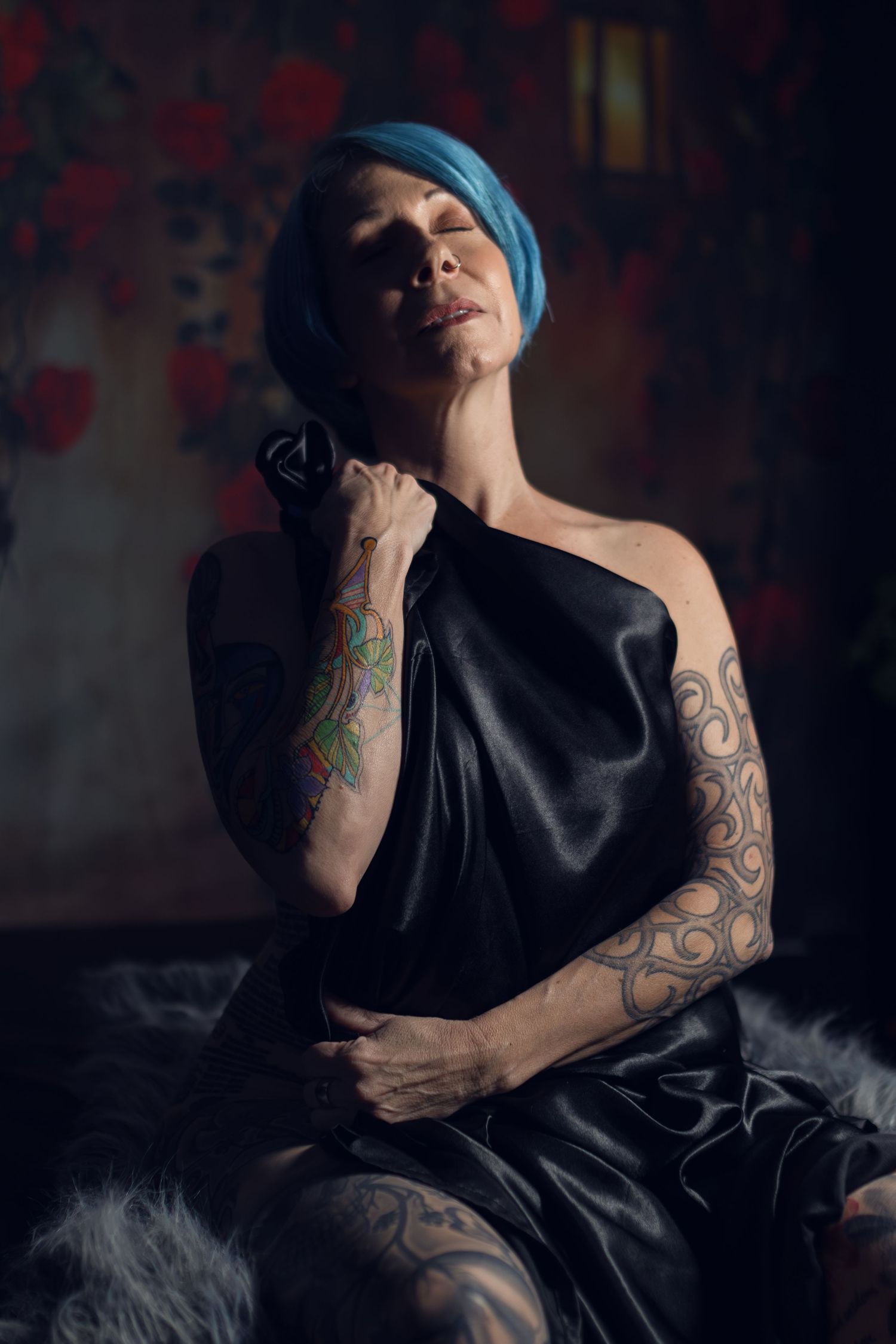 Woman at 52 in a bold boudoir photo— DFW boudoir photography for women over 50.