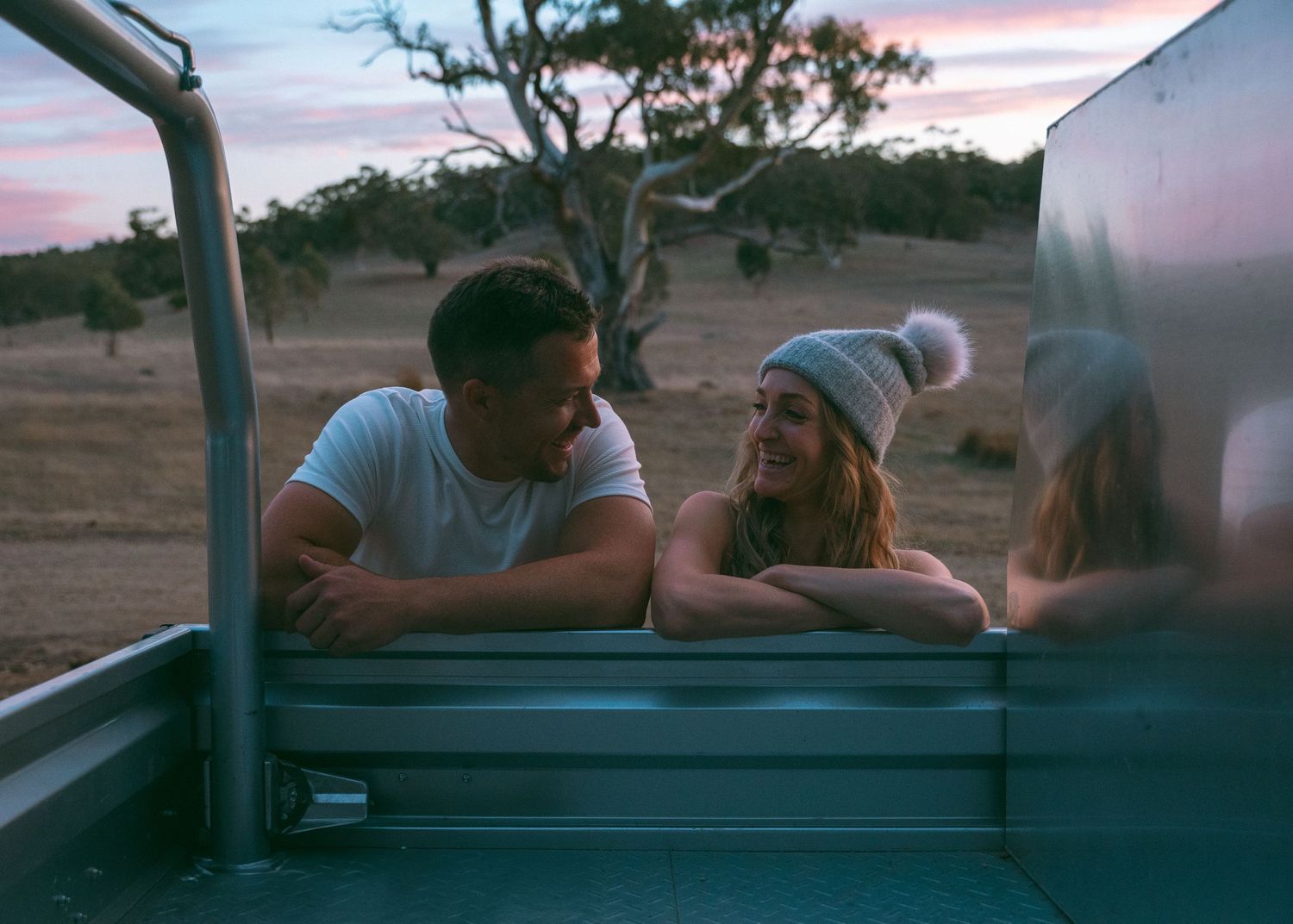 Couples photoshoot at an Adelaide forest at sunset, golden hour.