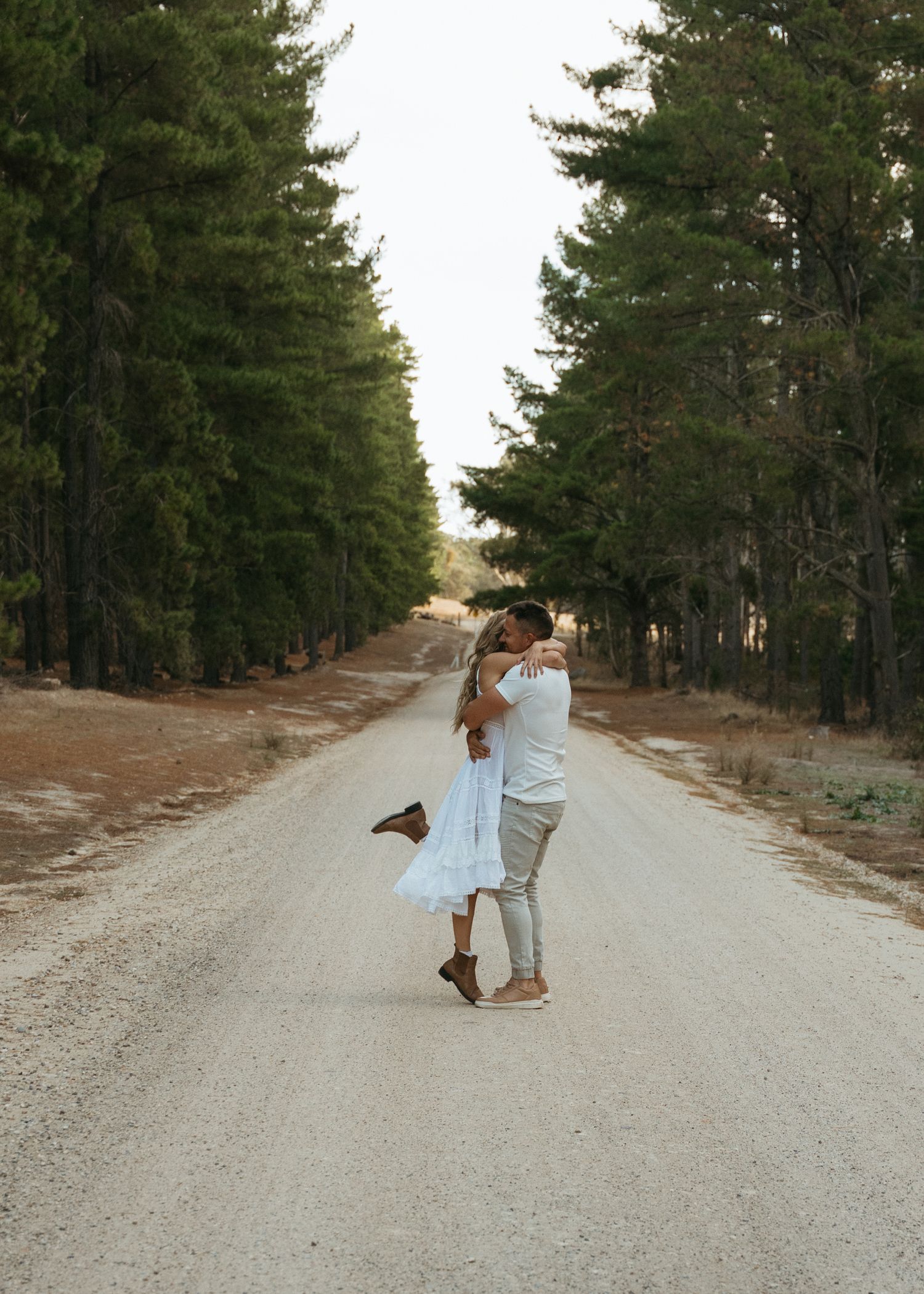 Couples photoshoot at an Adelaide forest at sunset, golden hour.