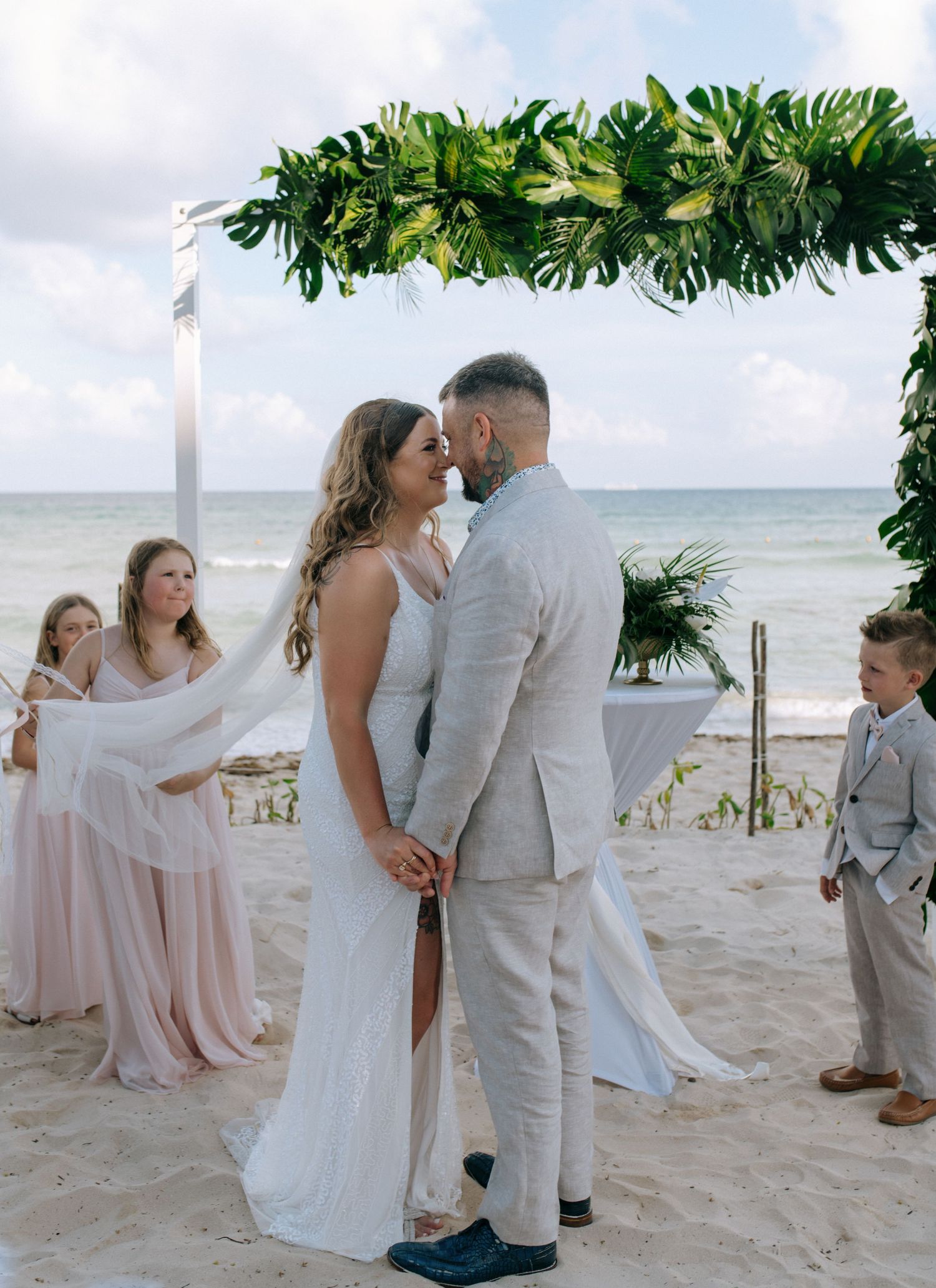 Ocean Riviera Paradise Mexico destination wedding ceremony on sandy beach