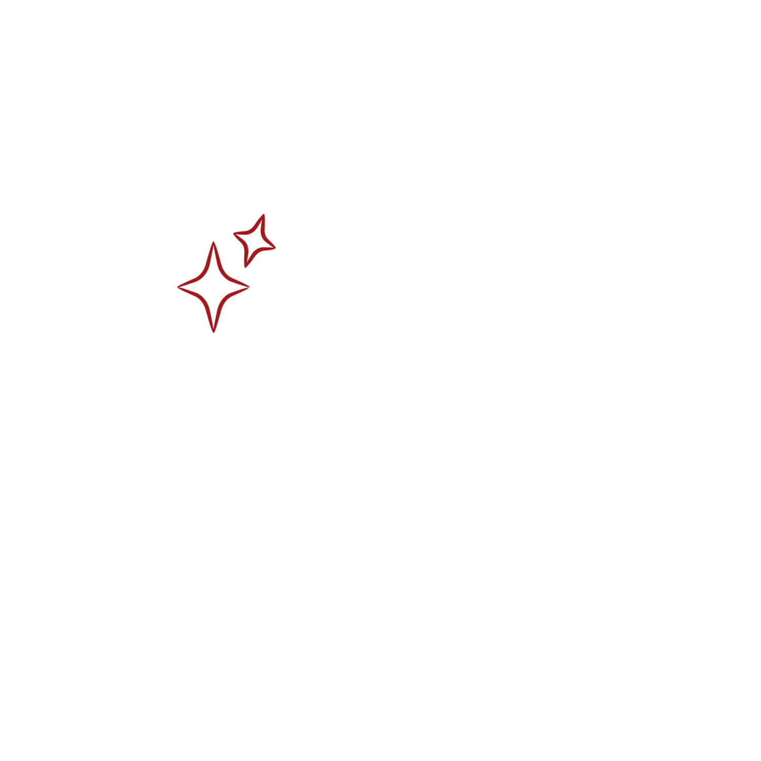Two red outlined four-pointed sparkle stars on a white background, decorative glitter icons.
