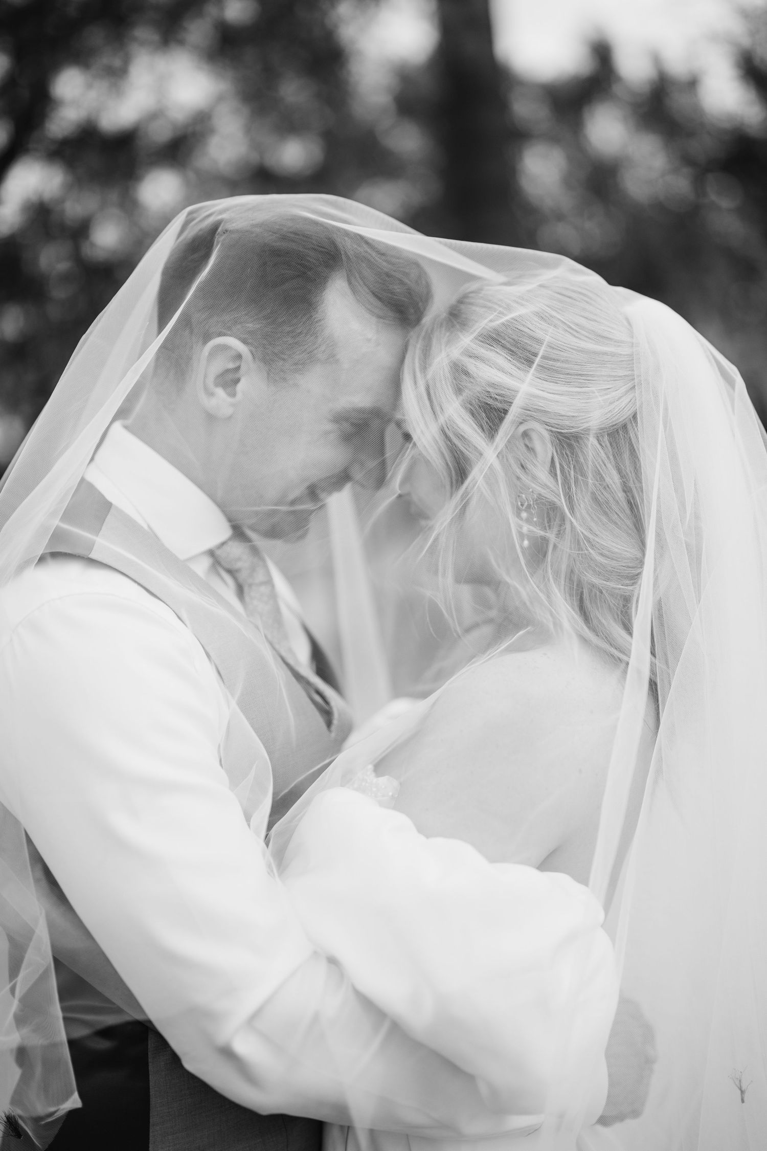 bride smiling wedding day