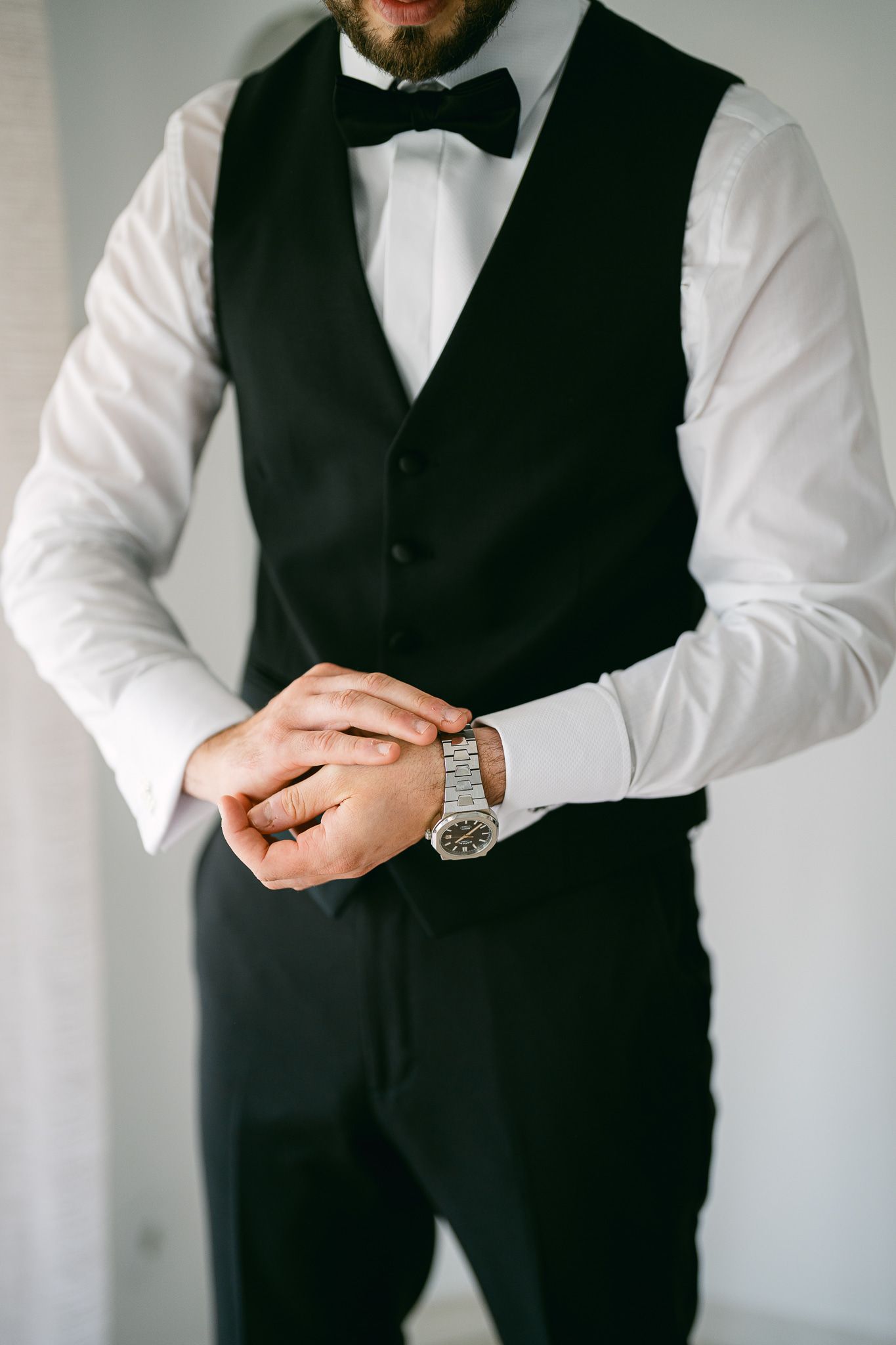 groom candid portrait wedding morning