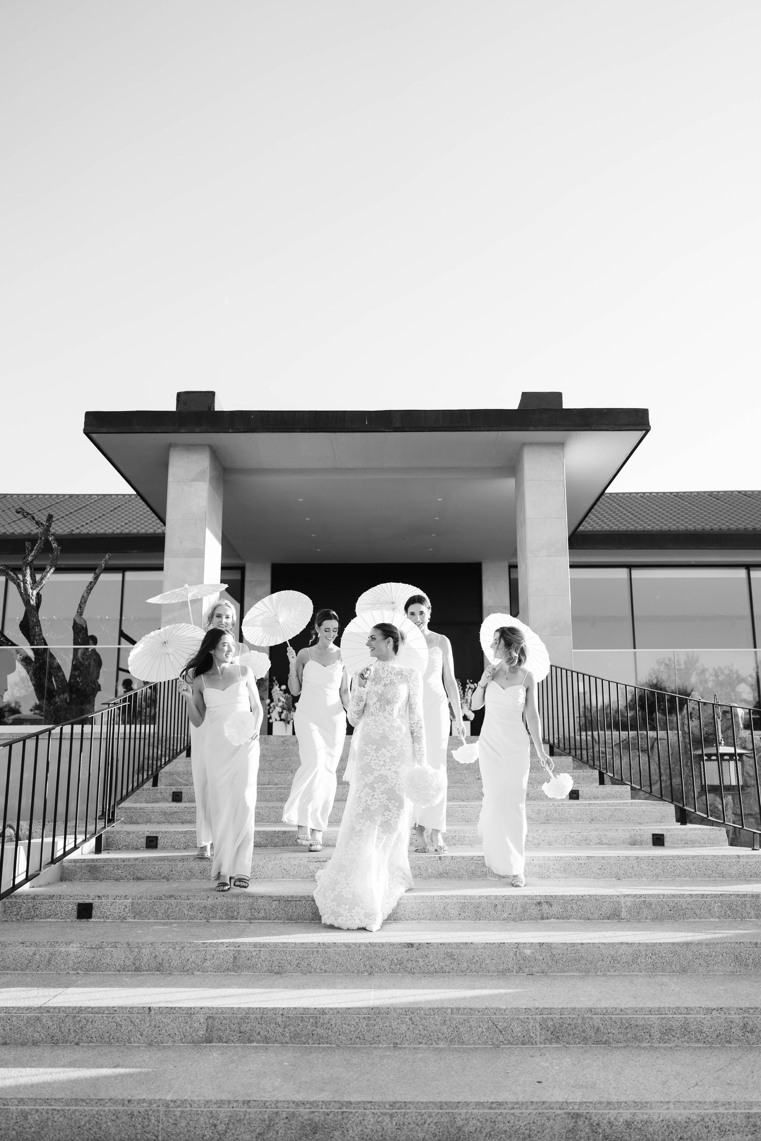 bride and bridesmaids candid moment