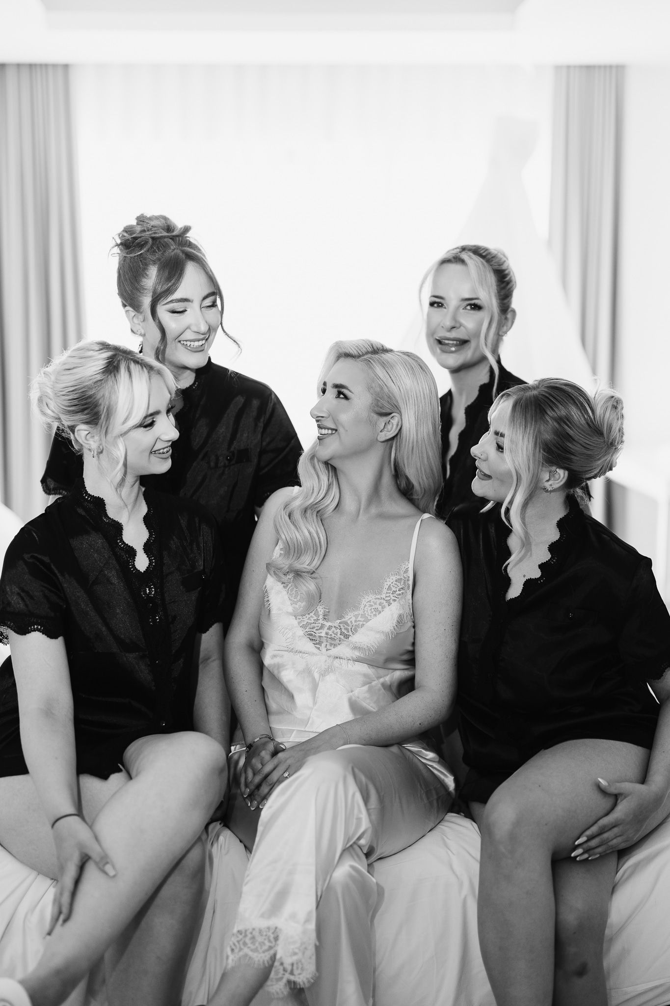 bride with bridesmaids portrait