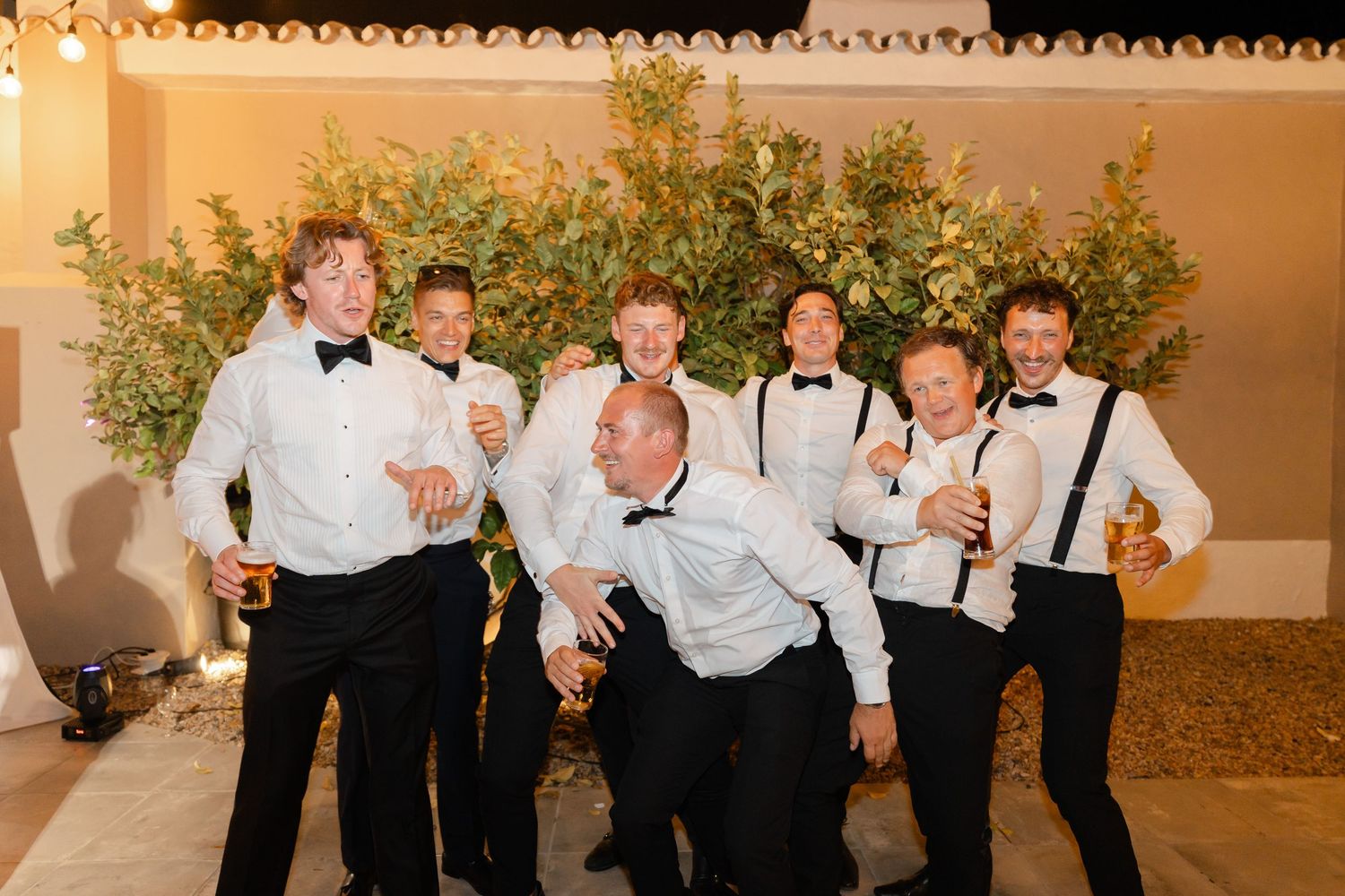 Friends couple, bride and groom wedding