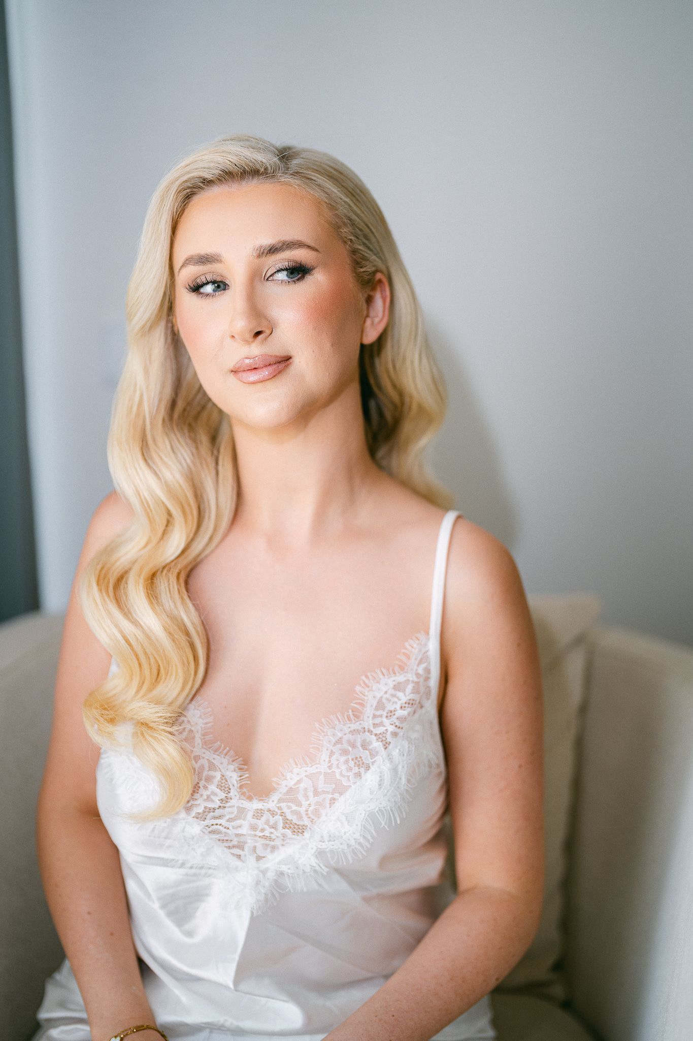 bride laughing wedding morning