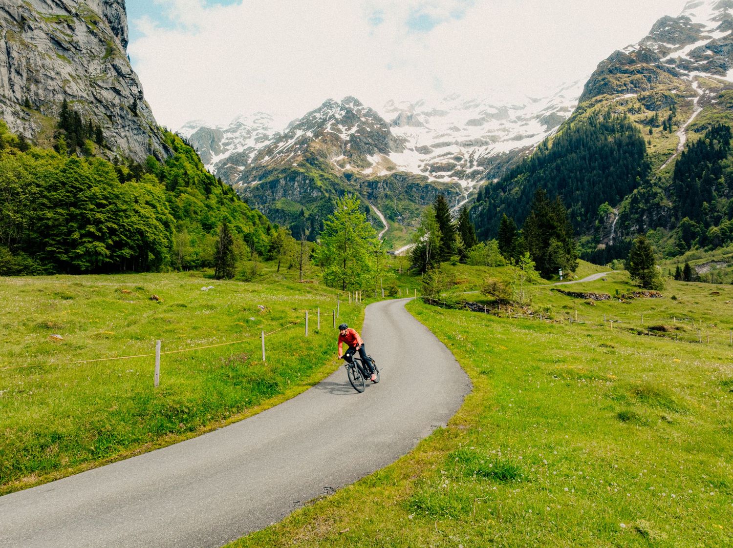 Marco Odermatt riding his Miloo electric bike. Captured by Fabiano Mancesti