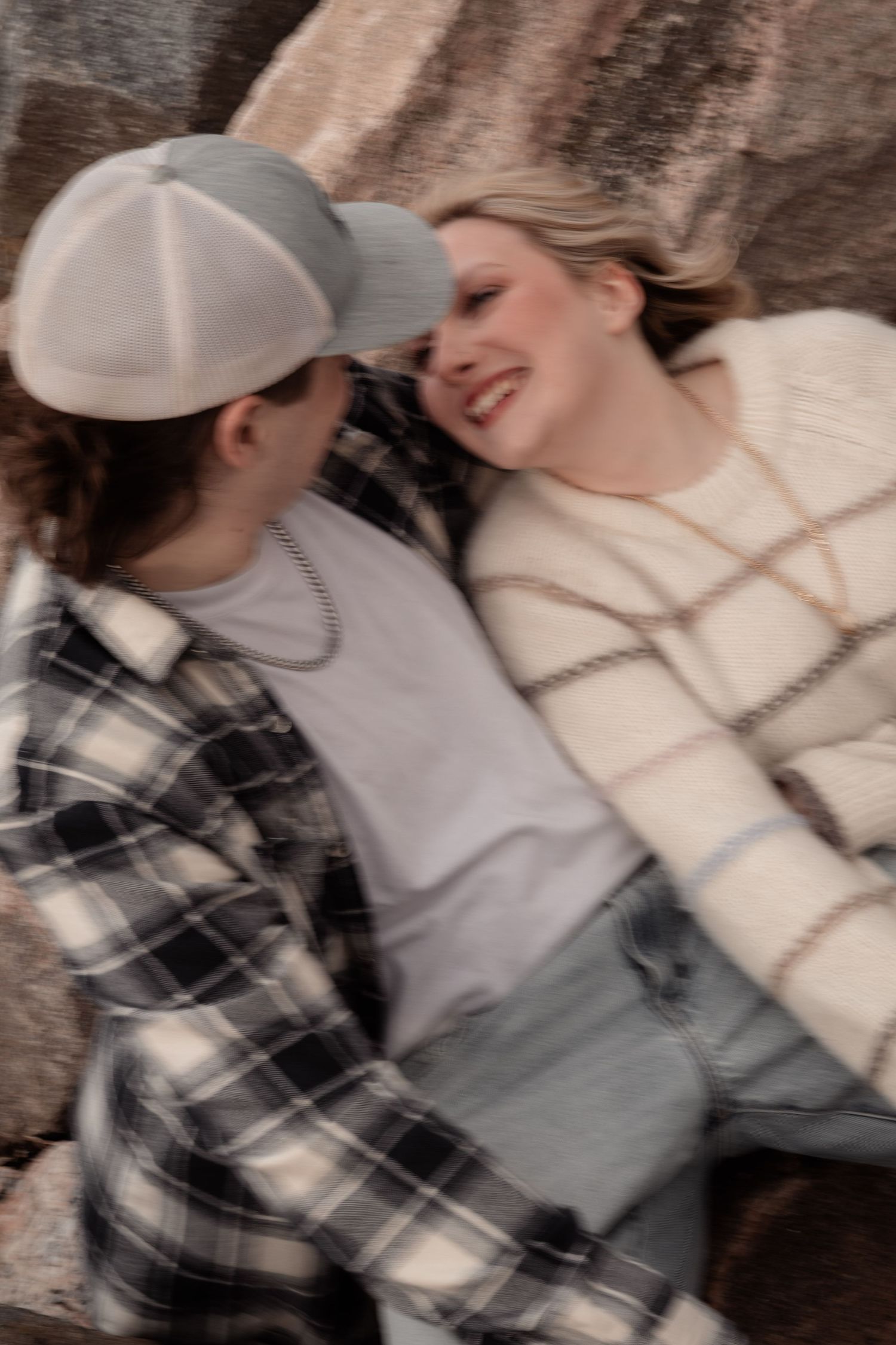 couples motion picture look at each other smiling
