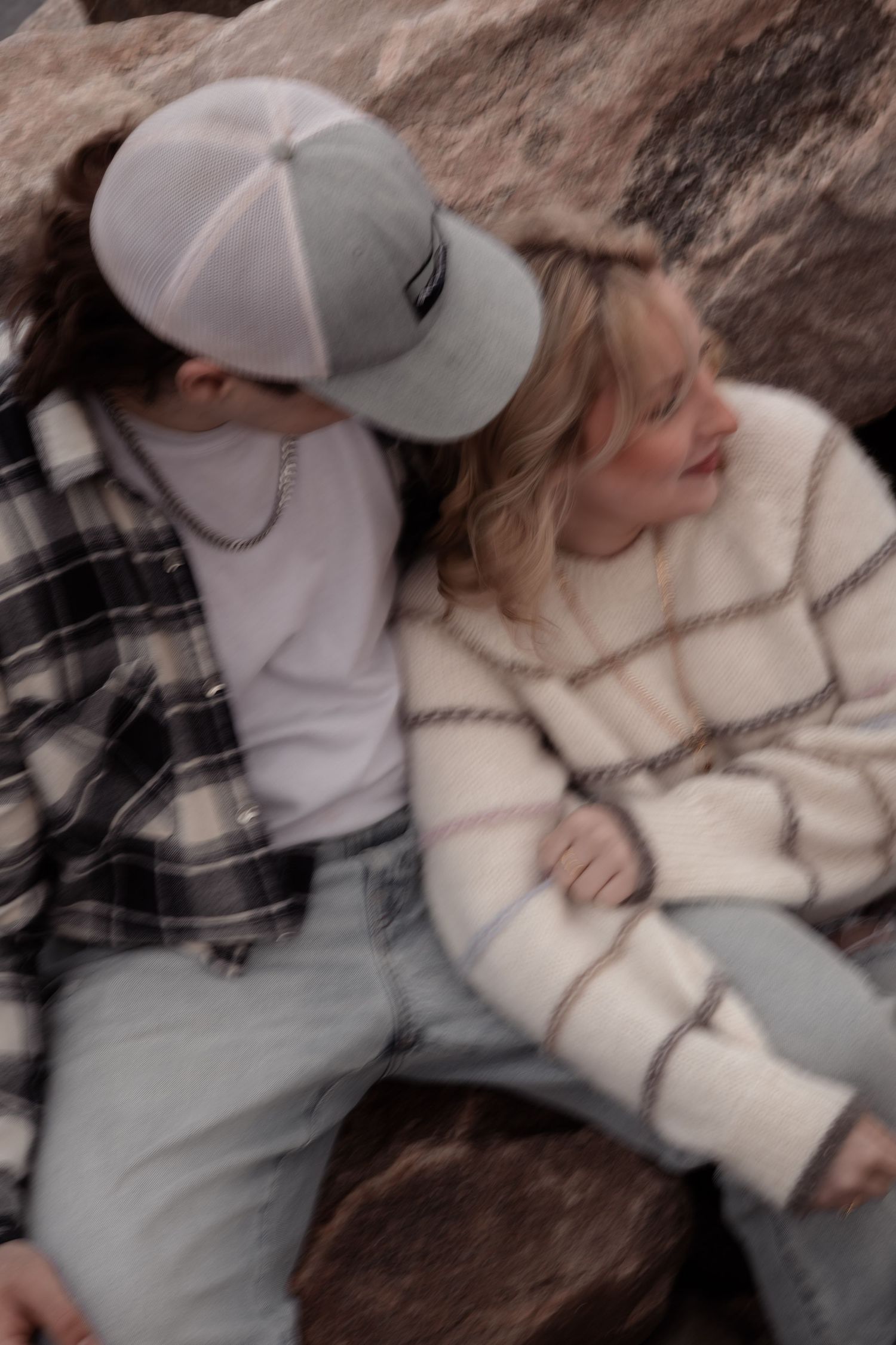 couples motion picture look away smiling